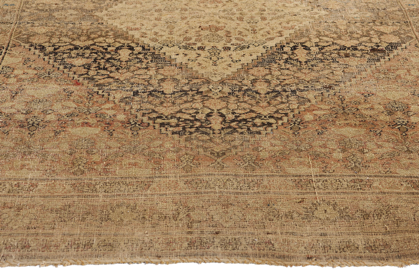 4 x 6 Antique-Worn Persian Mahi Tabriz Rug 78987