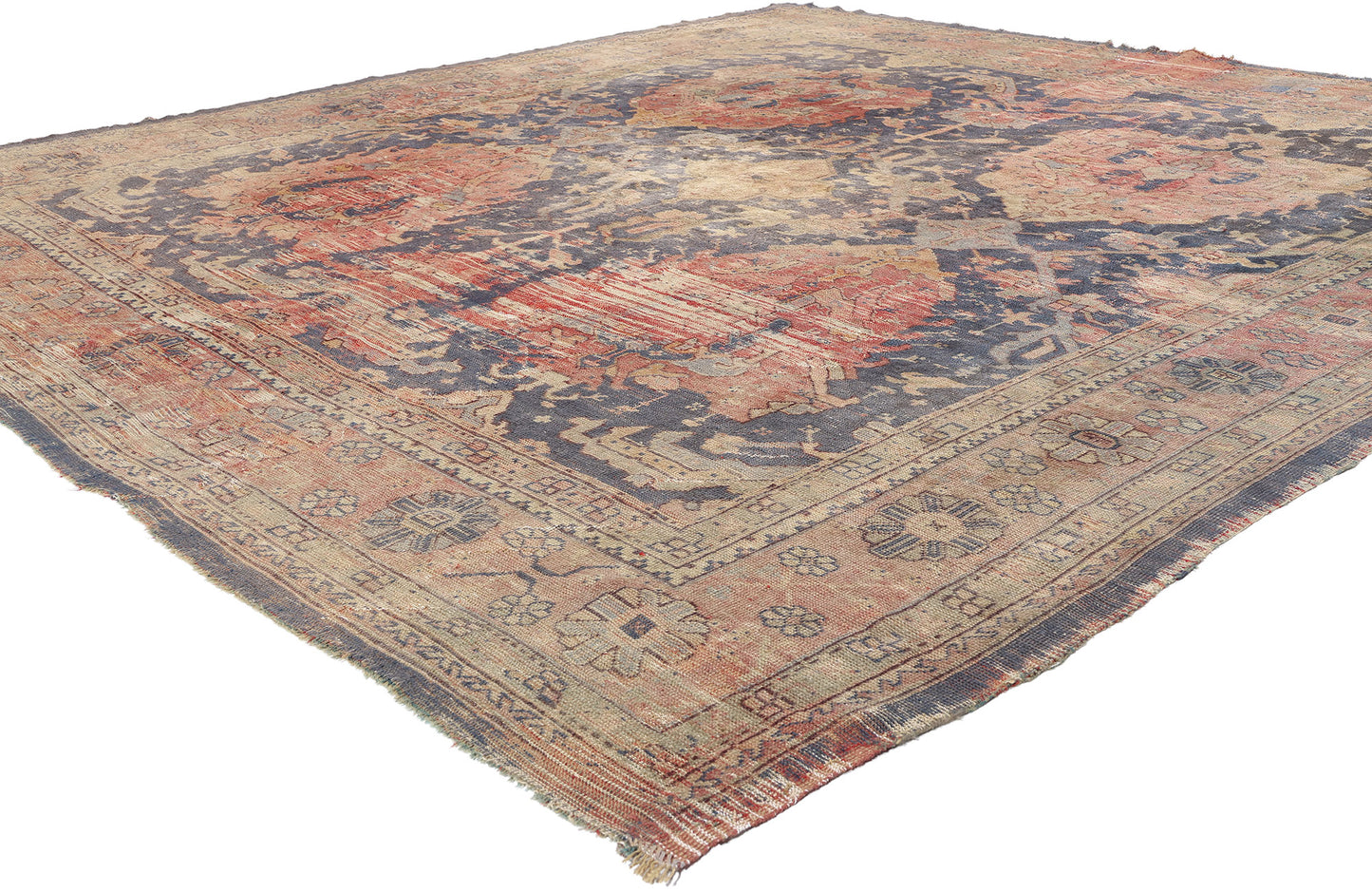 9 x 10 Antique Turkish Oushak Rug 78744