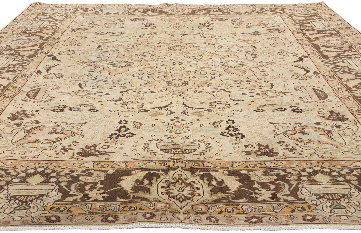 8 x 11 Antique Persian Vase Tabriz Rug 61358
