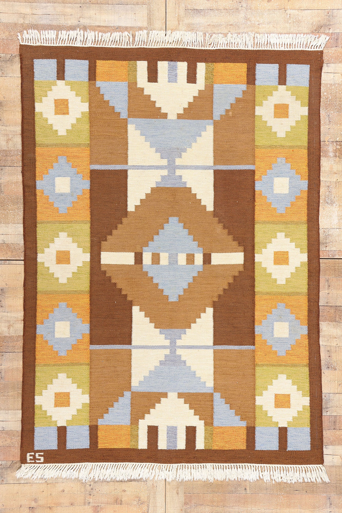 6 x 8 Evy Svensson Vintage Swedish Rollakan Rug 79039