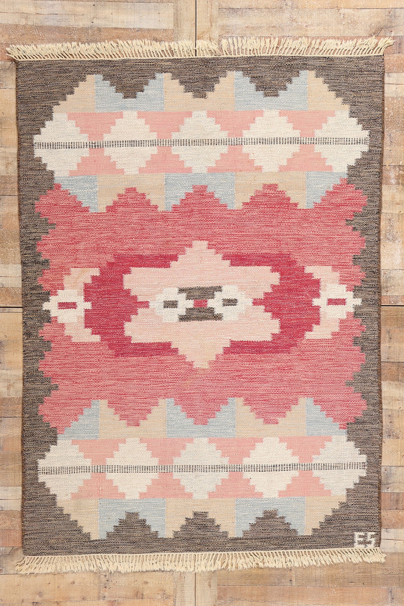 6 x 8 Evy Svensson Vintage Swedish Rollakan Rug 79045