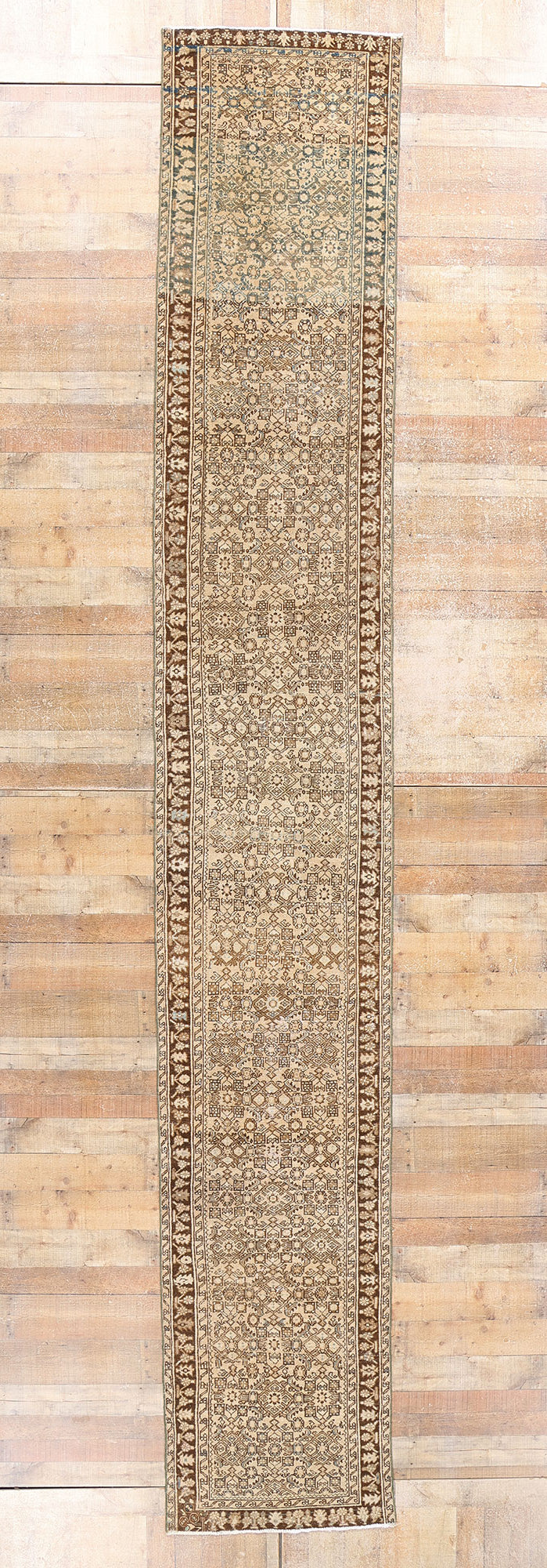 3 x 17 Antique Persian Hussainabad Hamadan Rug 61351