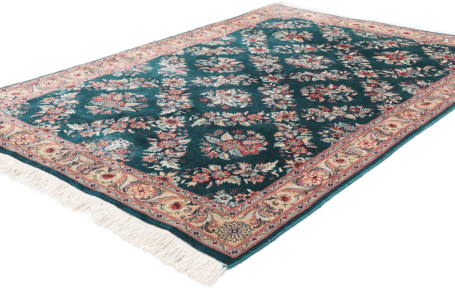 4 x 6 Vintage Pakistani Aubusson Garden Trellis Rug 79120