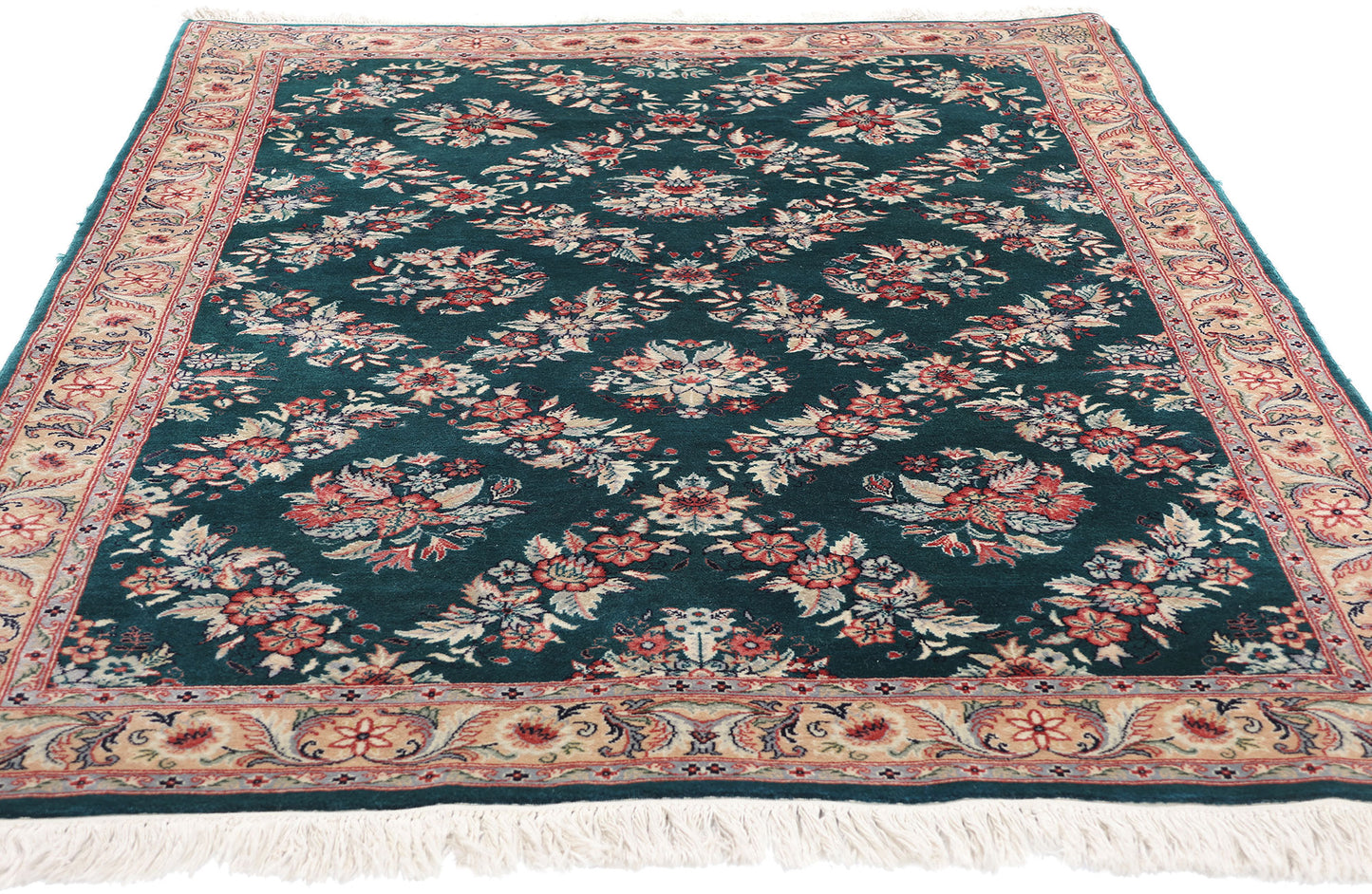 4 x 6 Vintage Pakistani Aubusson Garden Trellis Rug 79120