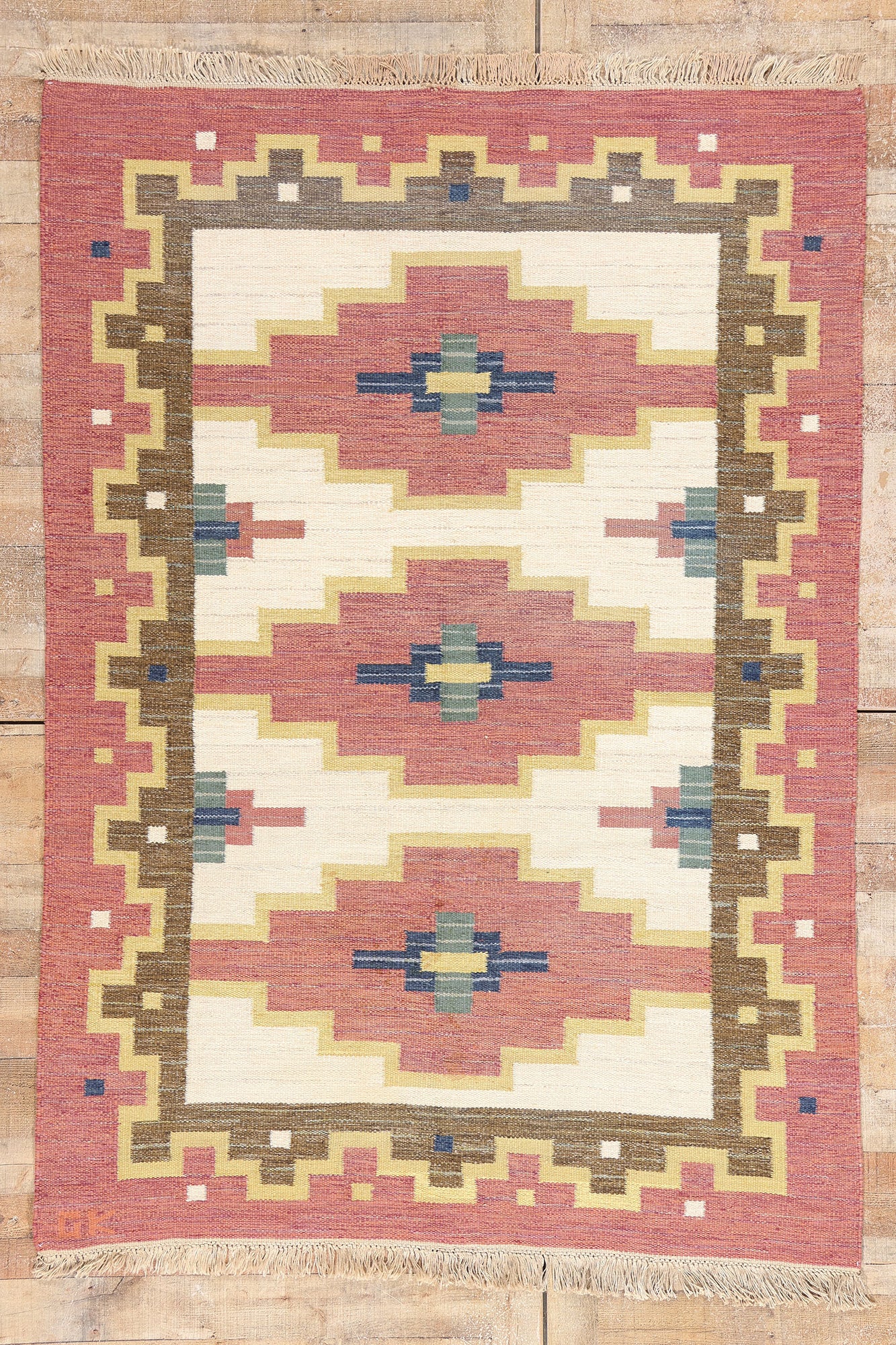 5 x 8 Greta Kruse Vintage Swedish Rollakan Rug 79038