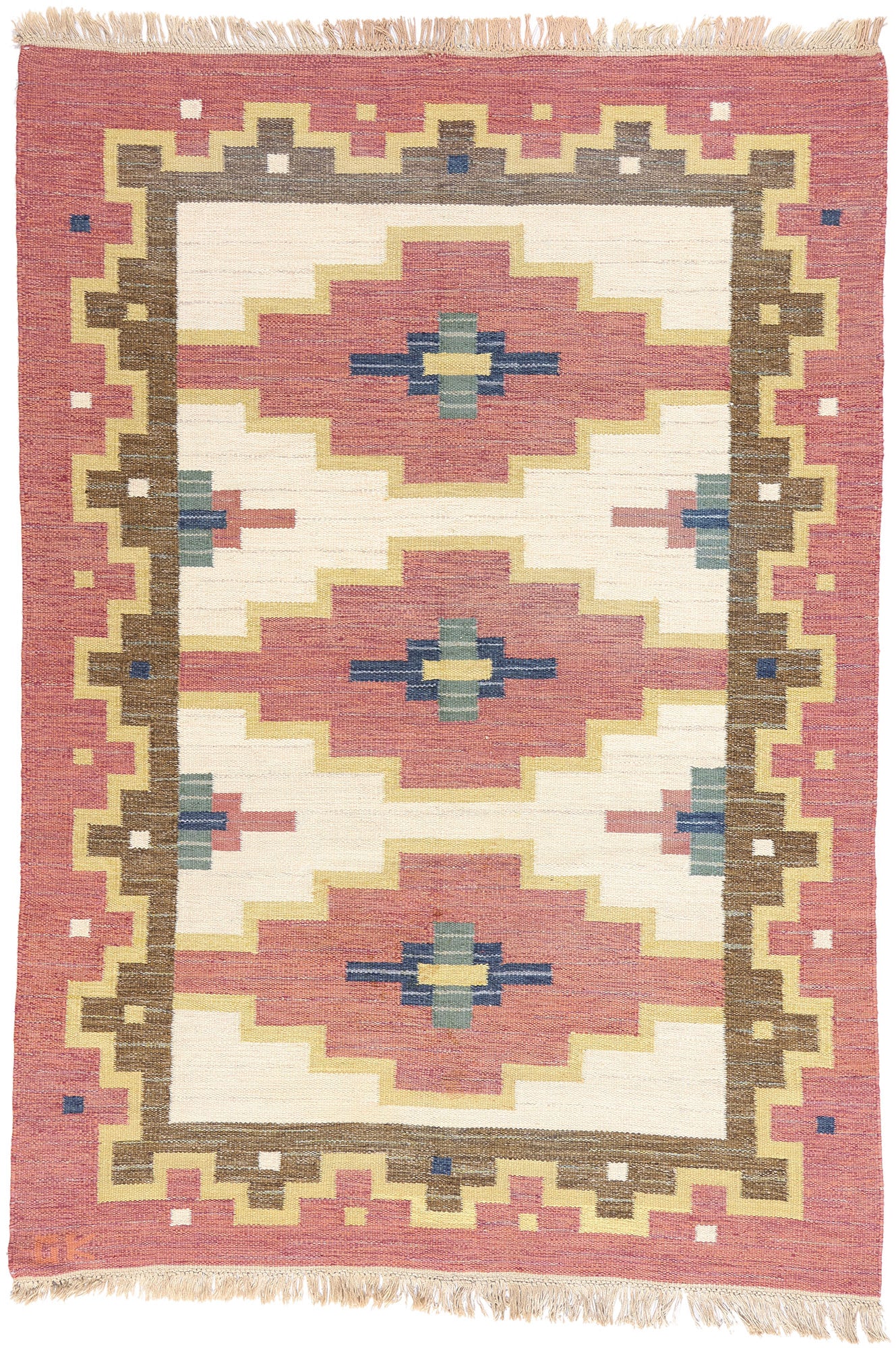 5 x 8 Greta Kruse Vintage Swedish Rollakan Rug 79038