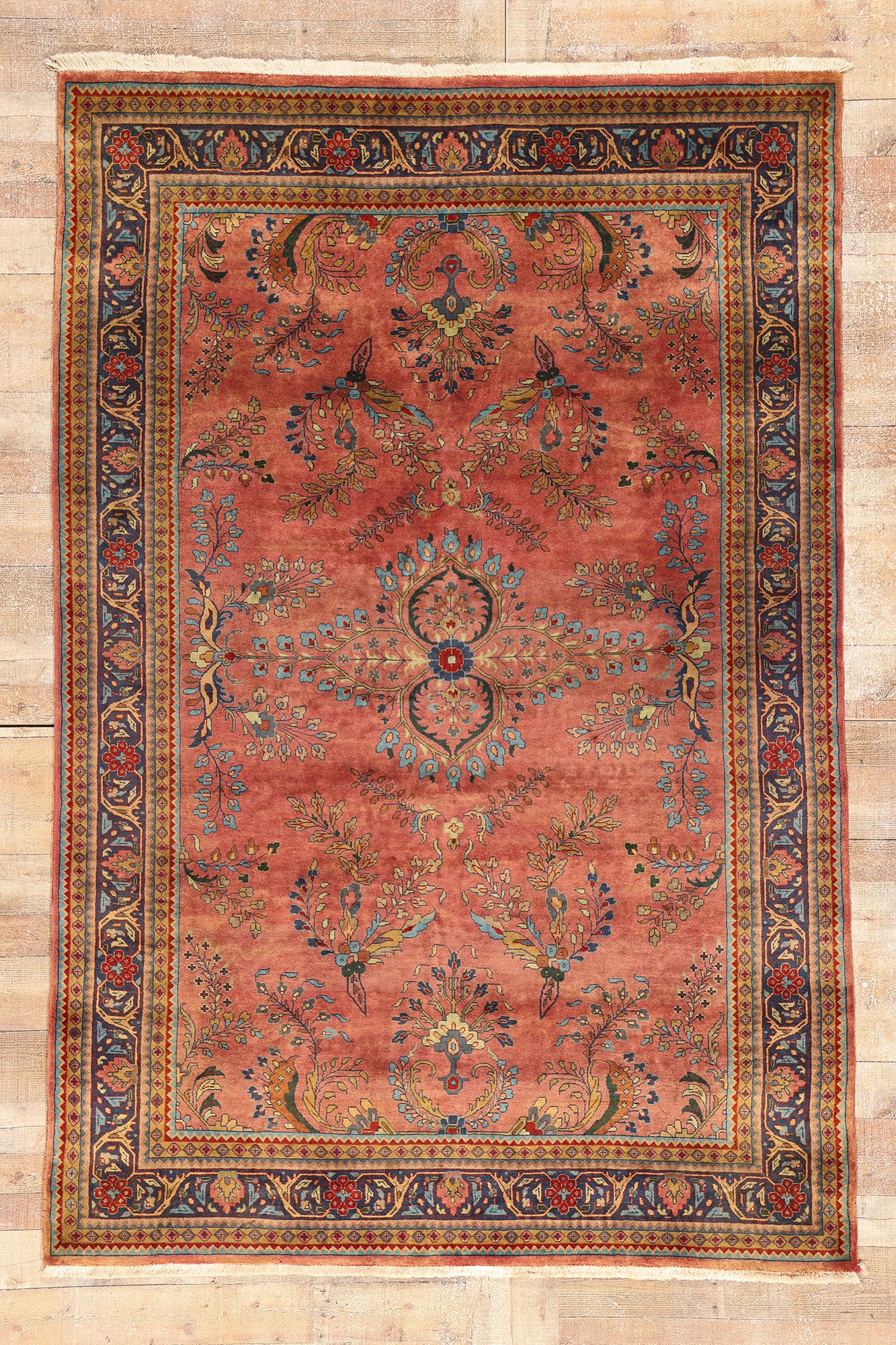 6 x 9 Vintage Indian Sarouk Rug 79209
