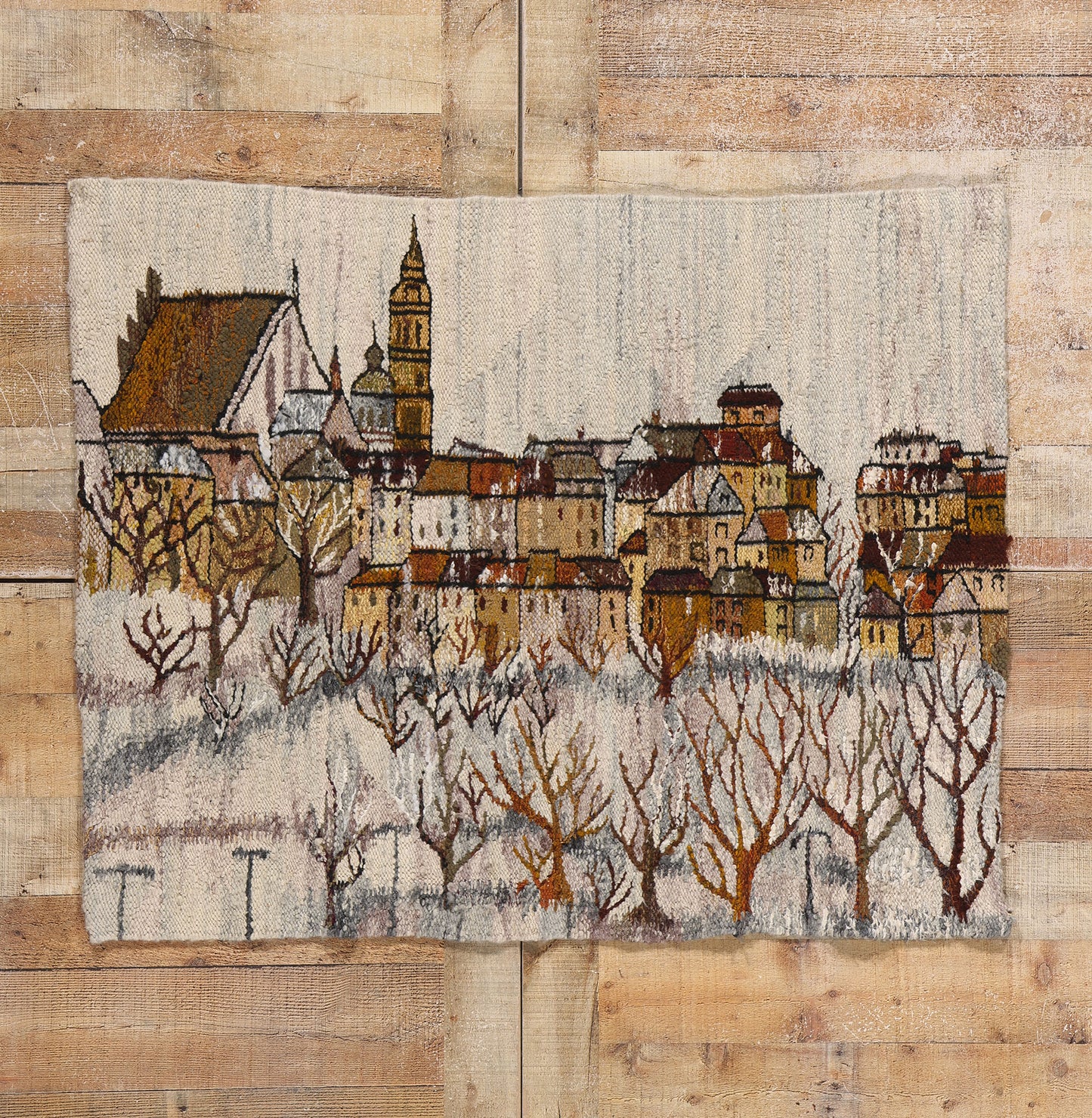 3 x 4 Vintage Polish Zimowe Miasto Gobelin Tapestry 79064