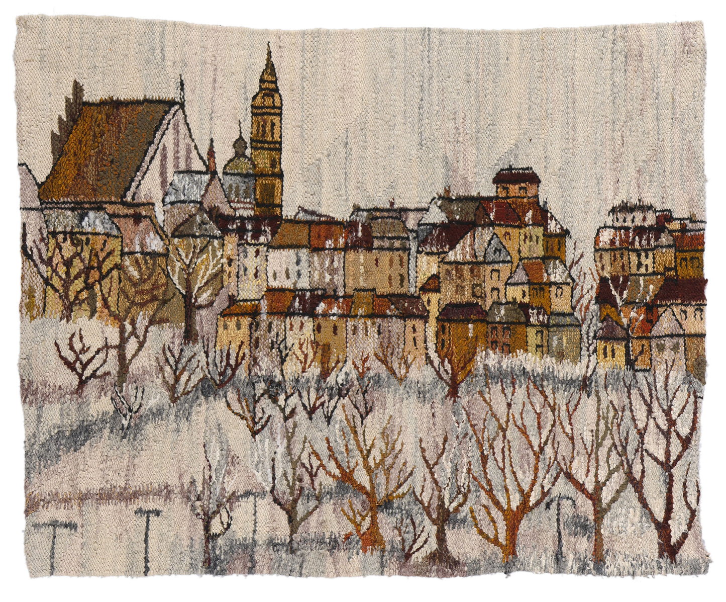 3 x 4 Vintage Polish Zimowe Miasto Gobelin Tapestry 79064