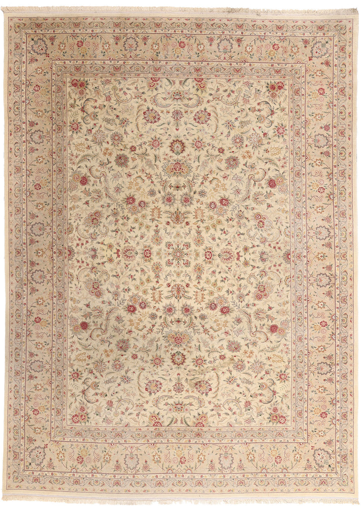 9 x 12 Vintage Ivory Chinese Tabriz Rug 79246