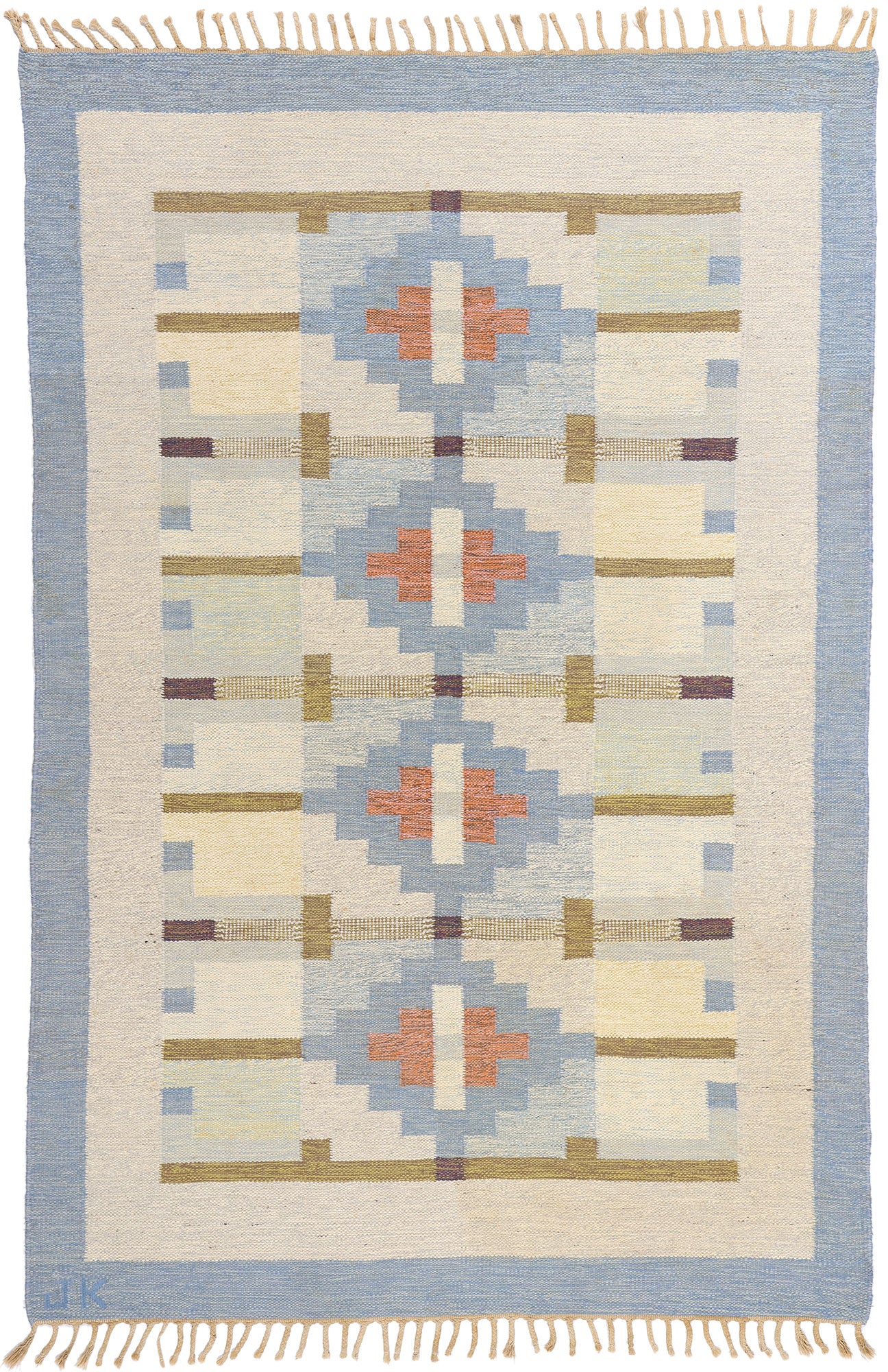 7 x 10 Karin Jonsson Vintage Swedish Rollakan Rug 79025