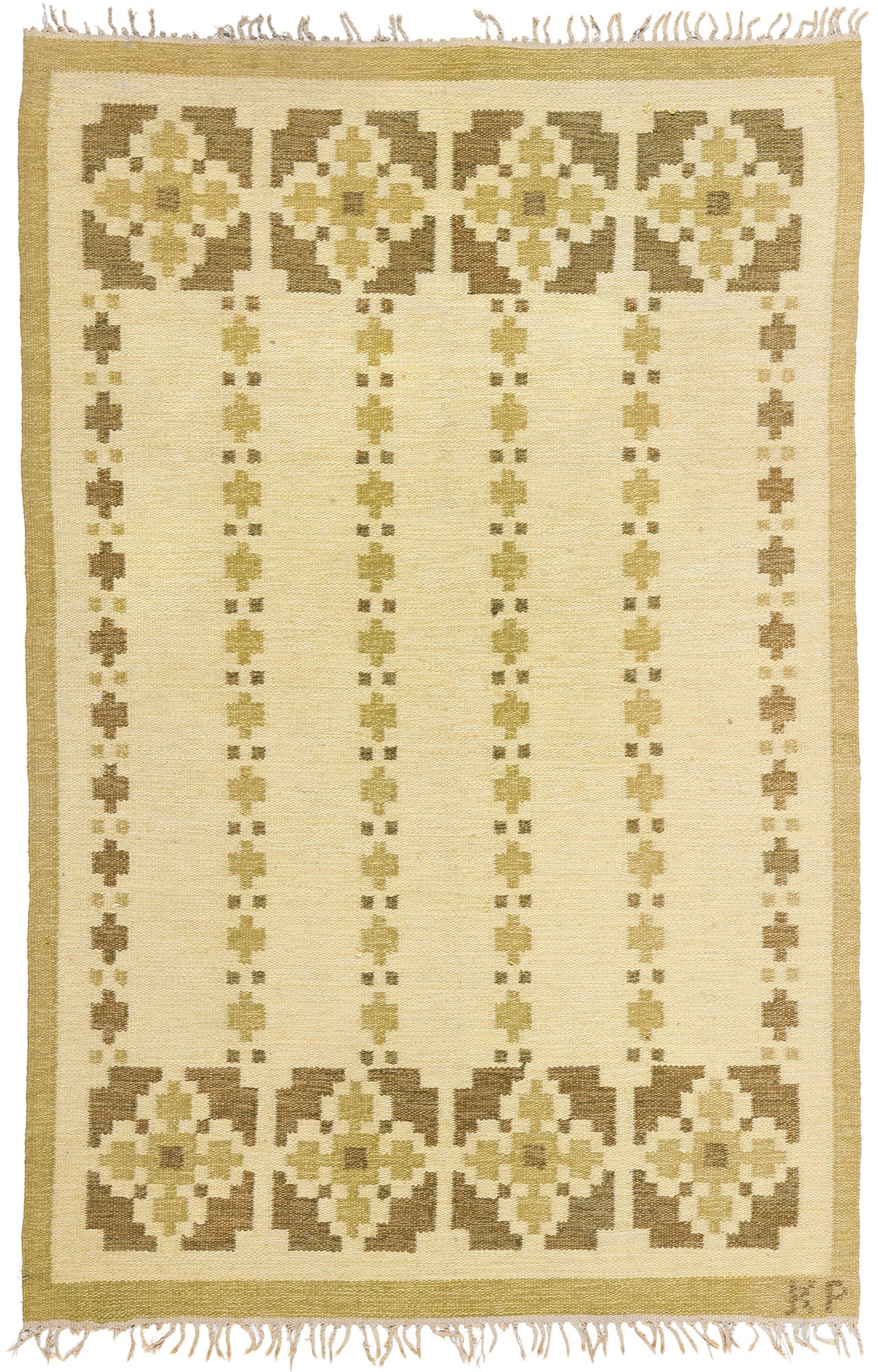 4 x 7 Kerstin Persson Vintage Swedish Rollakan Rug 79049