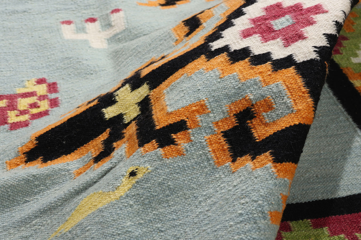 5 x 8 Light Blue Indian Kilim Rug 31352