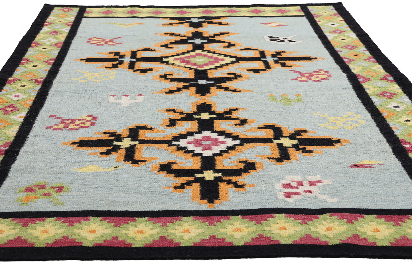 5 x 8 Light Blue Indian Kilim Rug 31352