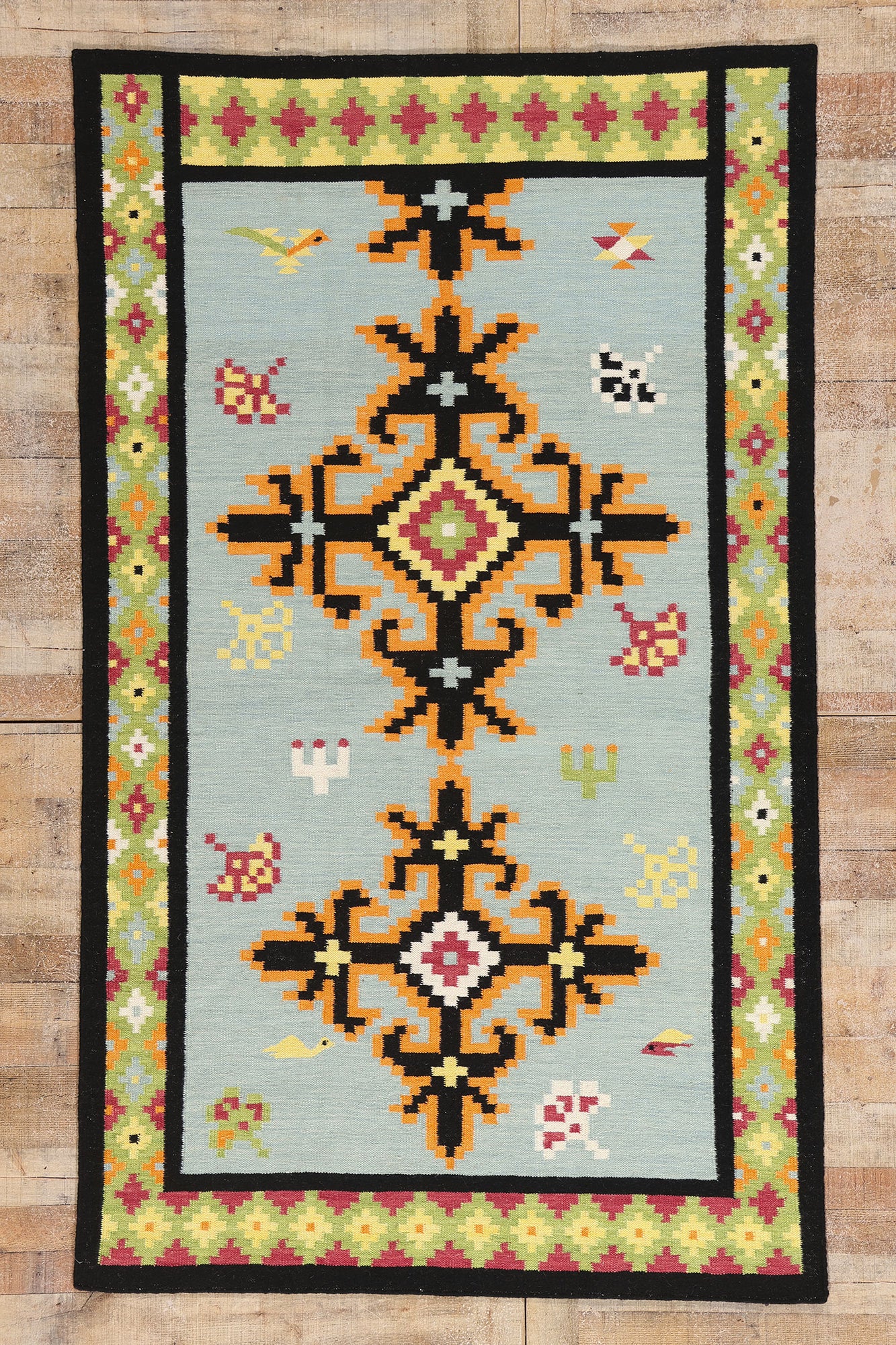 5 x 8 Light Blue Indian Kilim Rug 31352