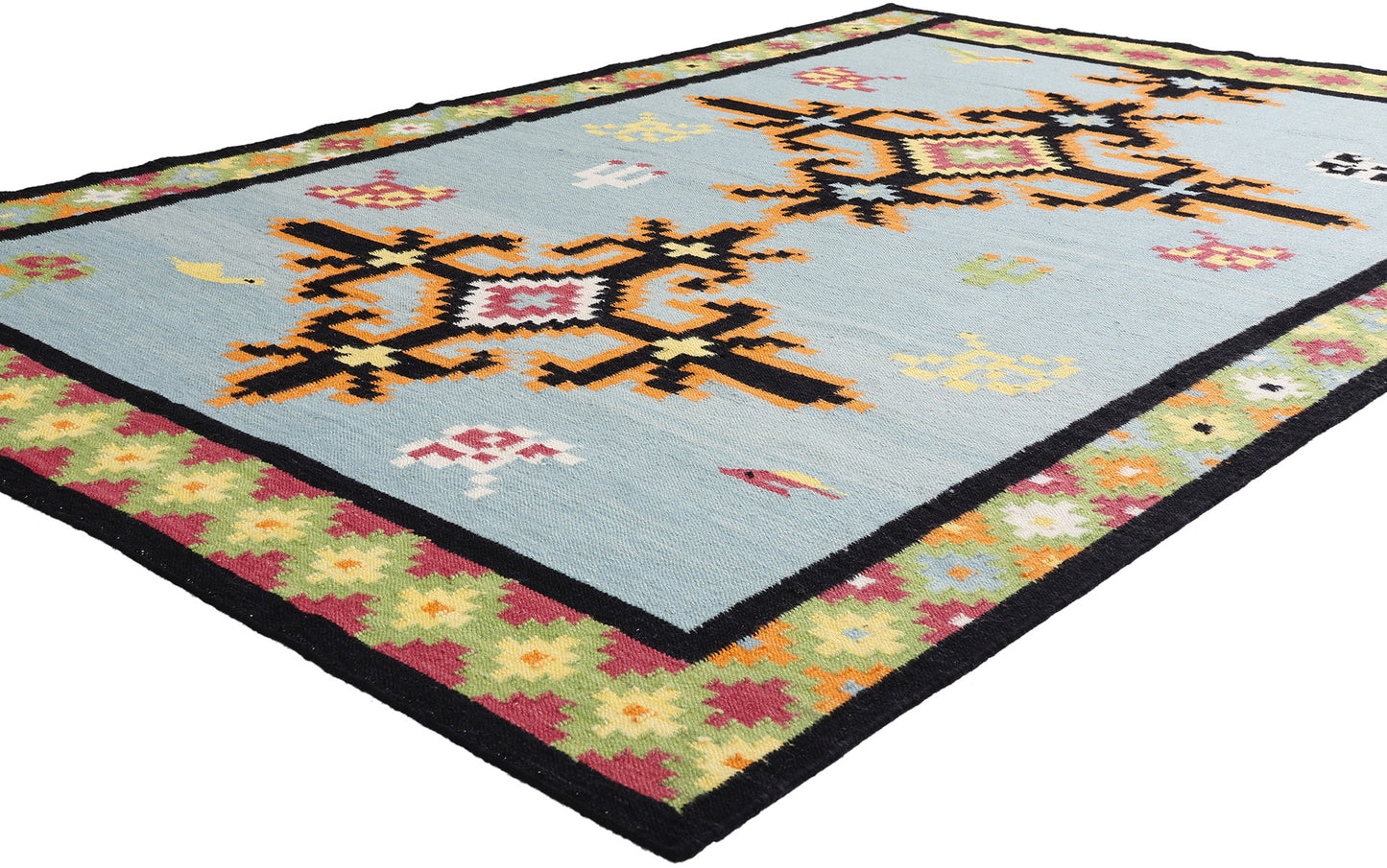 6 x 9 Light Blue Indian Kilim Rug 31351
