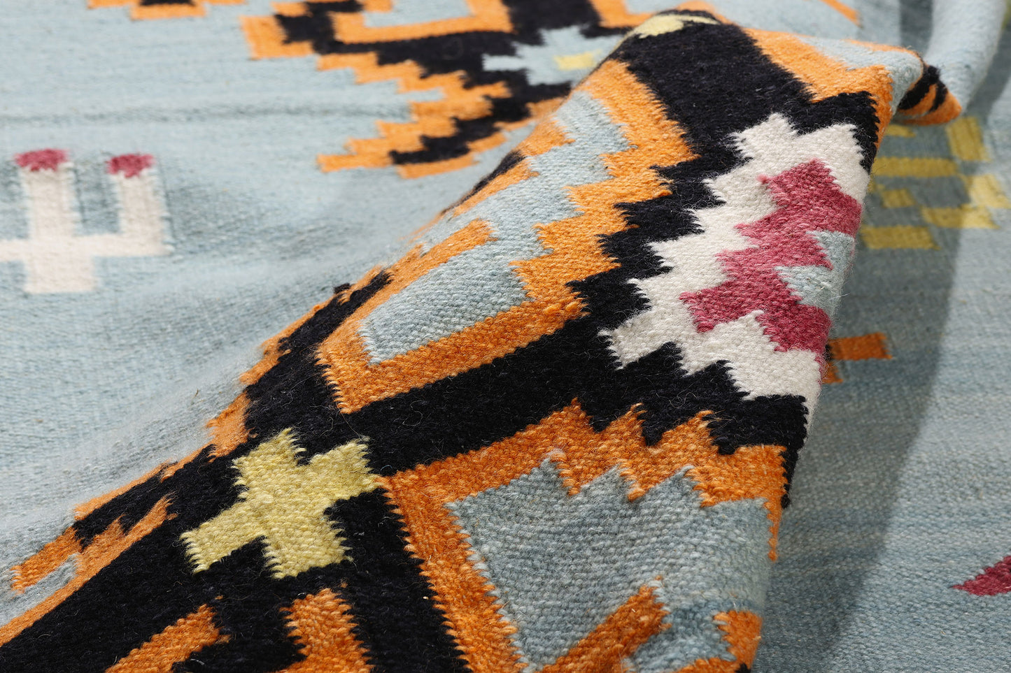 6 x 9 Light Blue Indian Kilim Rug 31351