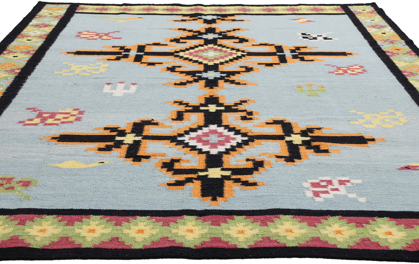 6 x 9 Light Blue Indian Kilim Rug 31351