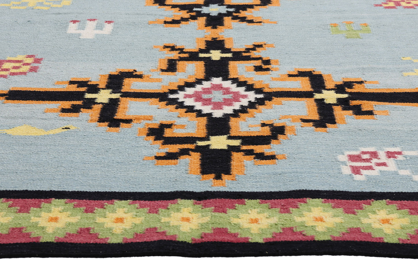 6 x 9 Light Blue Indian Kilim Rug 31351