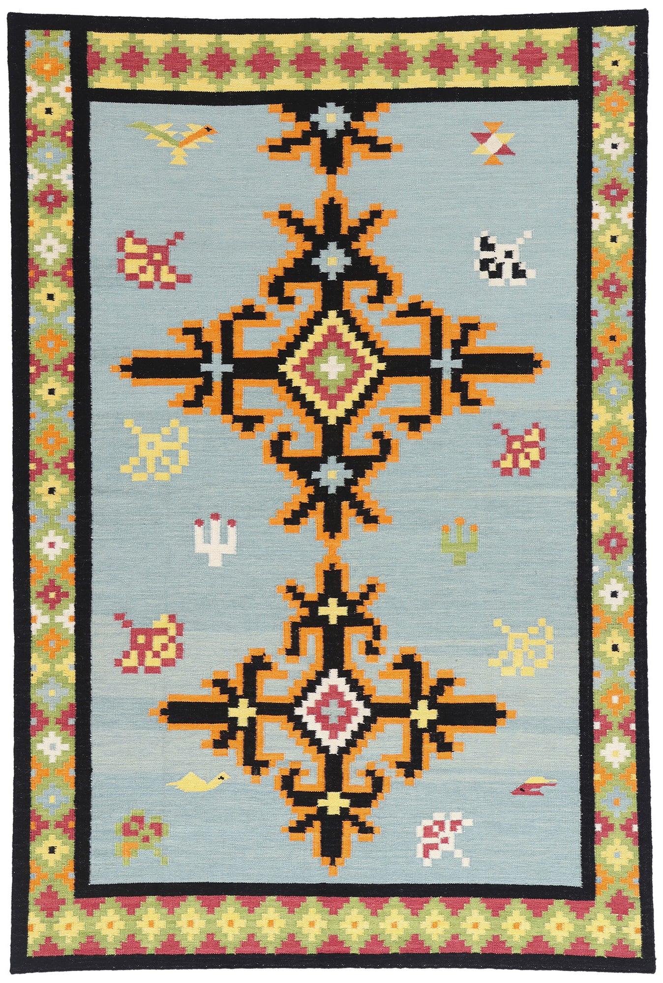 6 x 9 Light Blue Indian Kilim Rug 31351