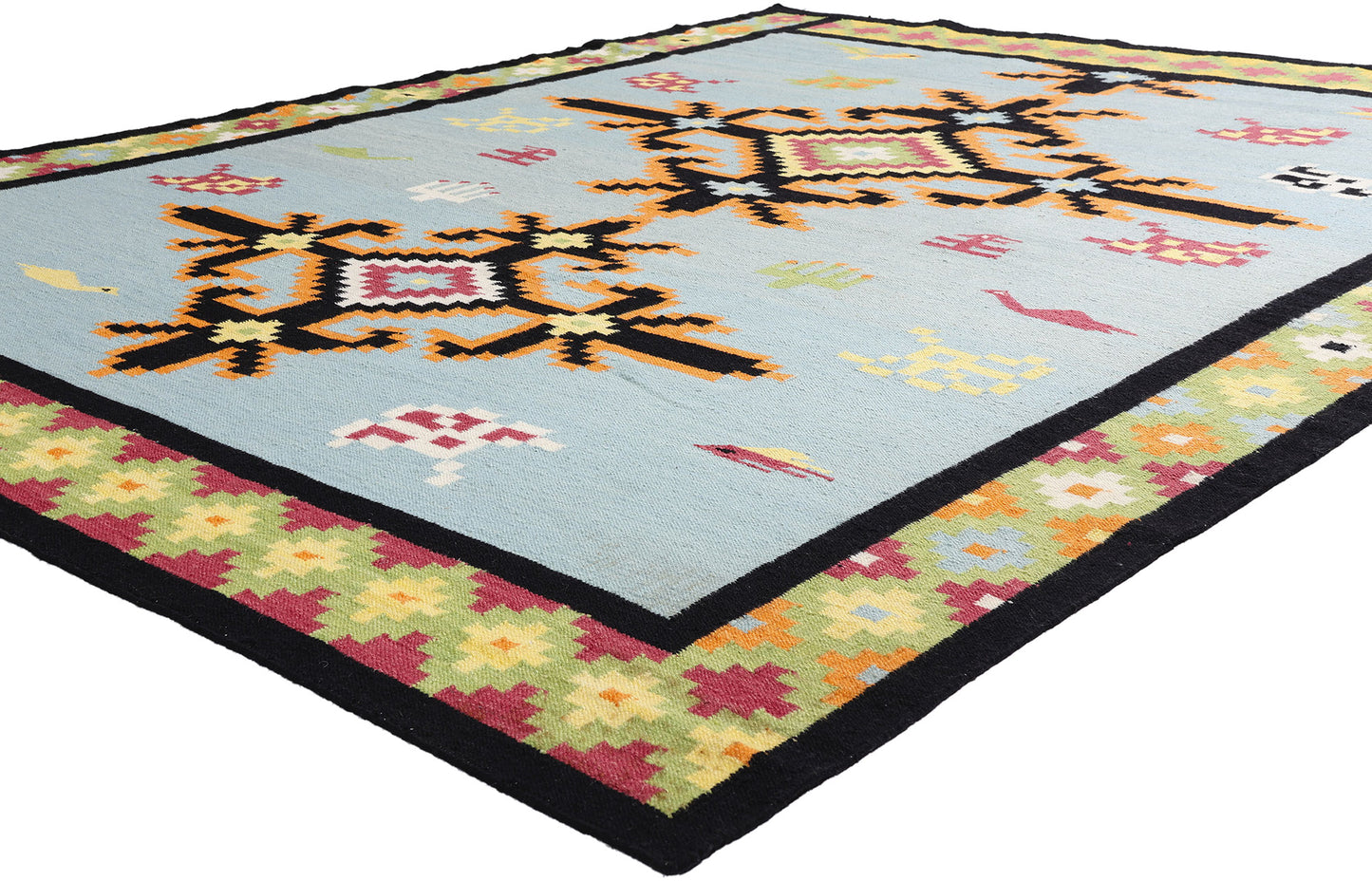 8 x 10 Light Blue Indian Kilim Rug 31350