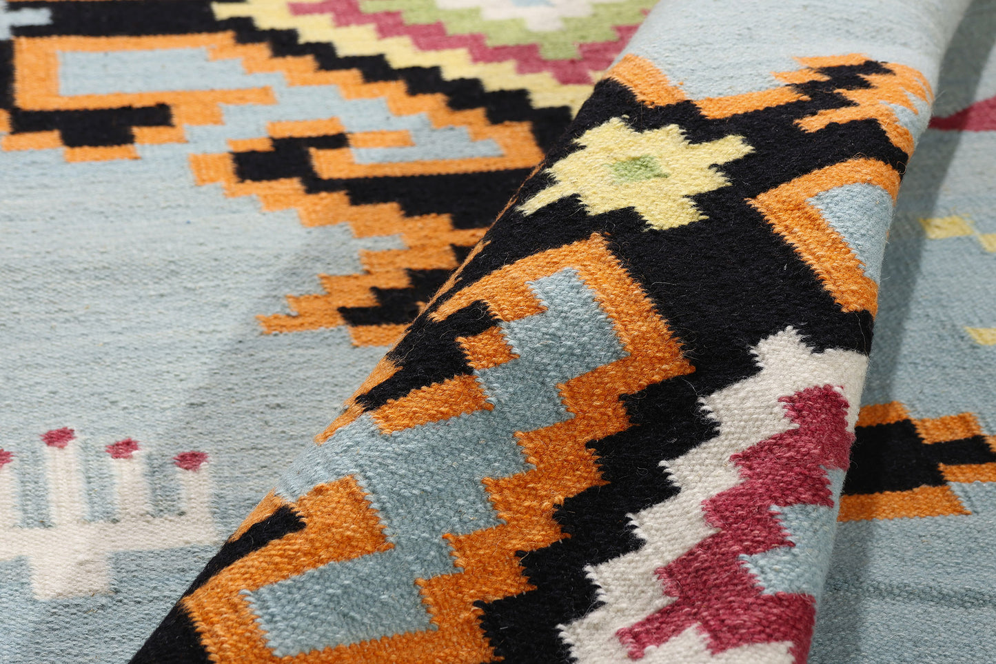 8 x 10 Light Blue Indian Kilim Rug 31350