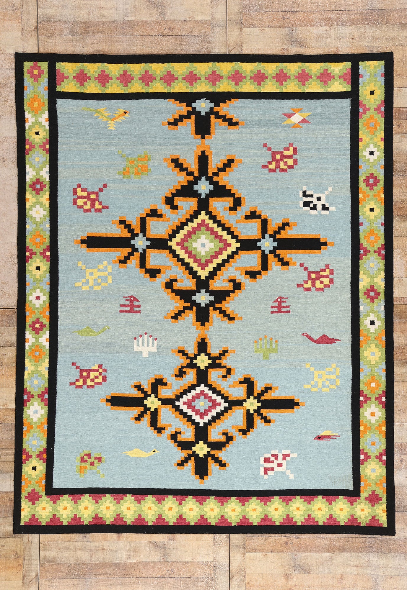 8 x 10 Light Blue Indian Kilim Rug 31350