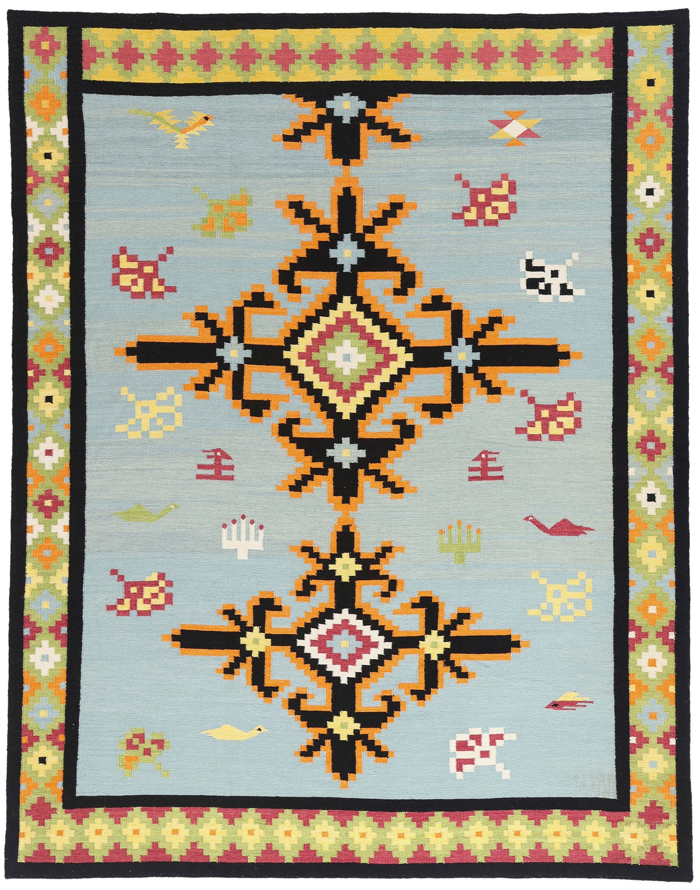 8 x 10 Light Blue Indian Kilim Rug 31350