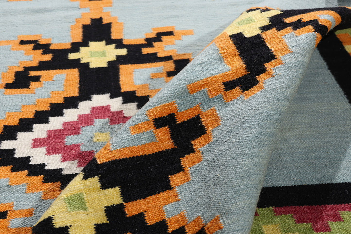 9 x 12 Light Blue Indian Kilim Rug 31349