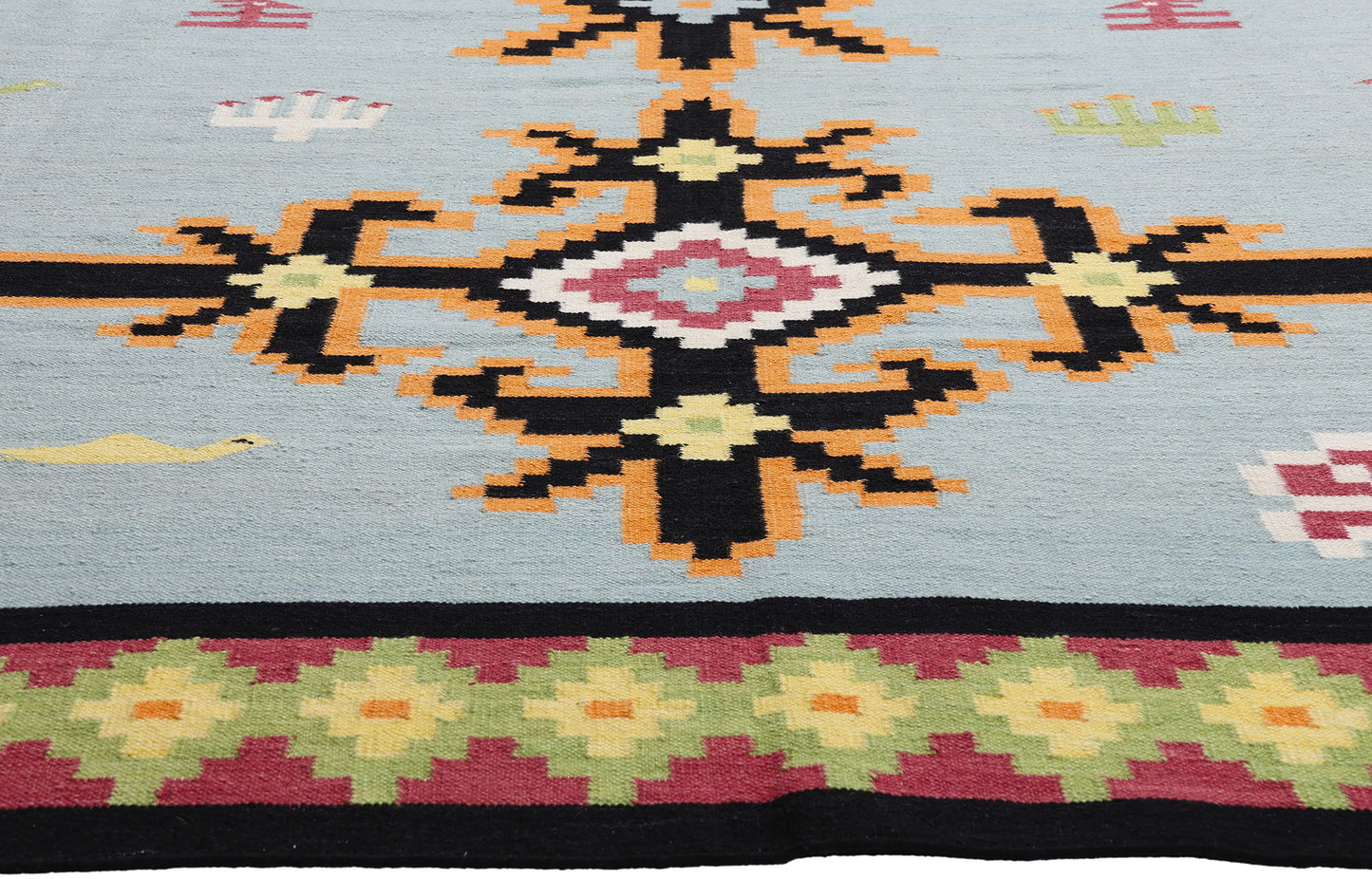 9 x 12 Light Blue Indian Kilim Rug 31349