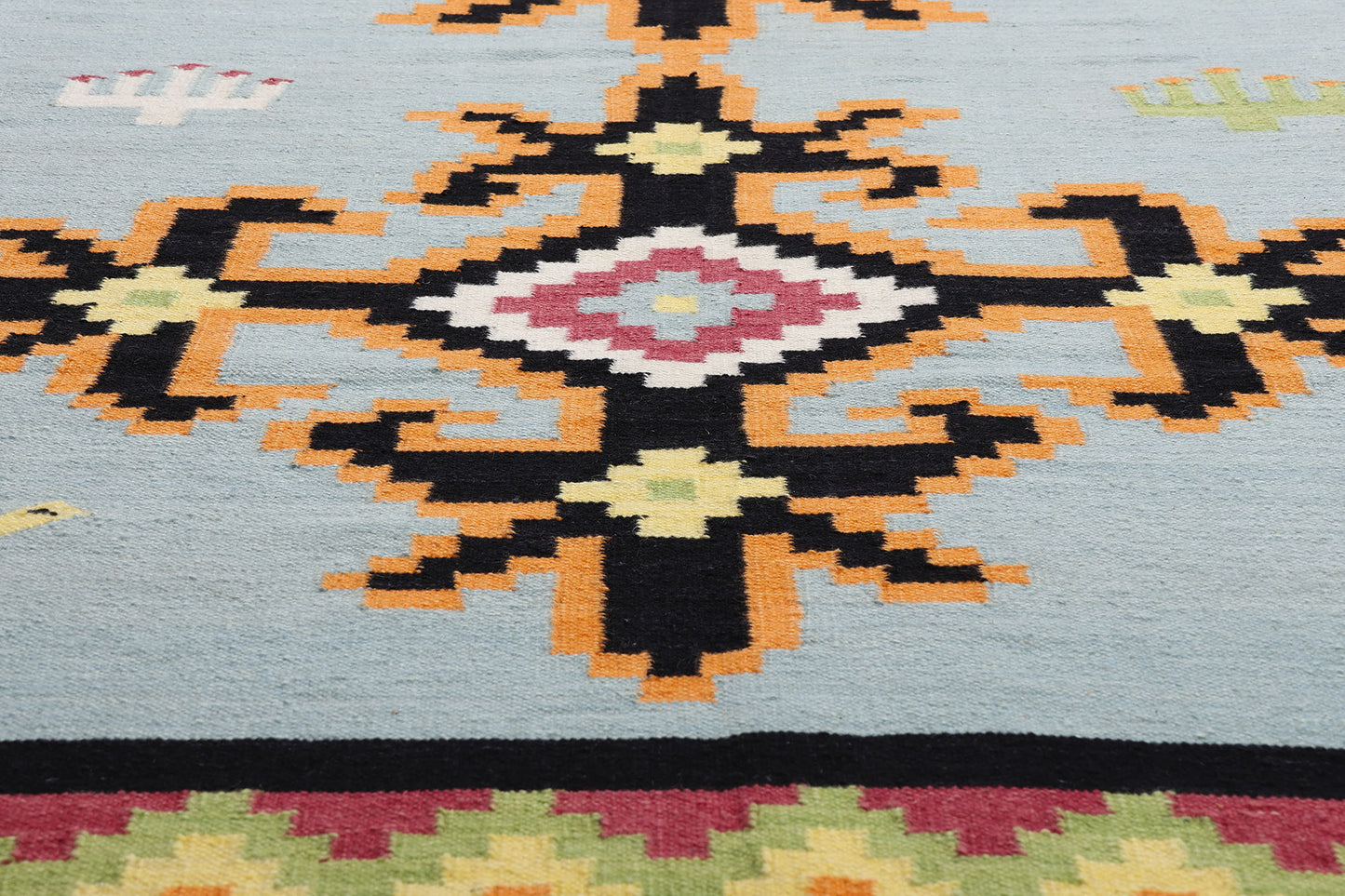 9 x 12 Light Blue Indian Kilim Rug 31349