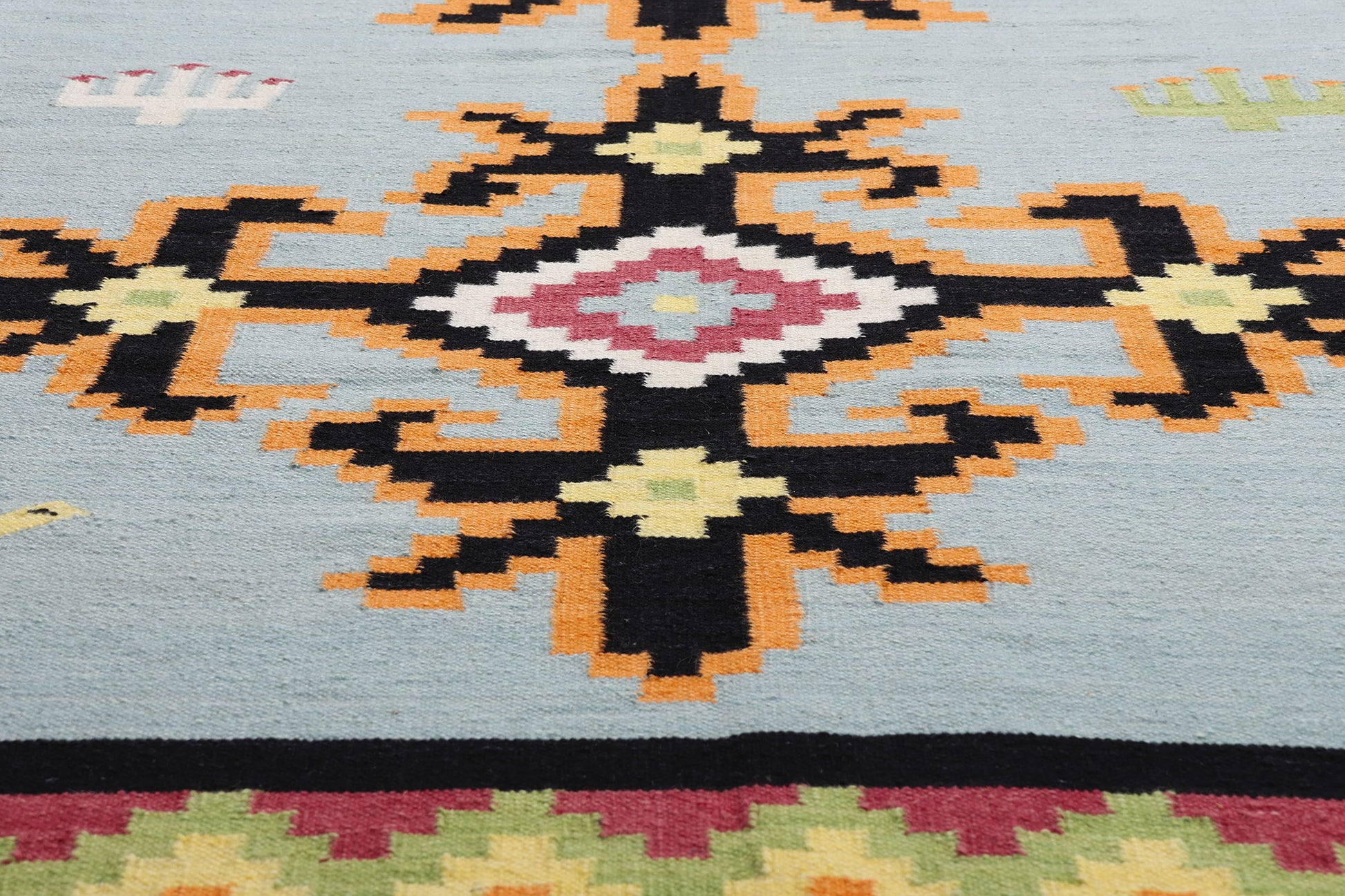 9 x 12 Light Blue Indian Kilim Rug 31349