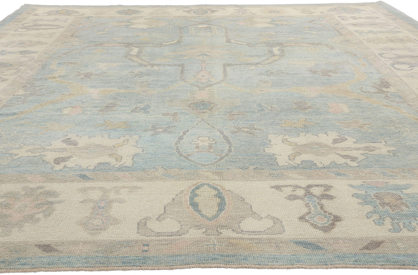11 x 14 Modern Light Blue Turkish Oushak Rug 53989