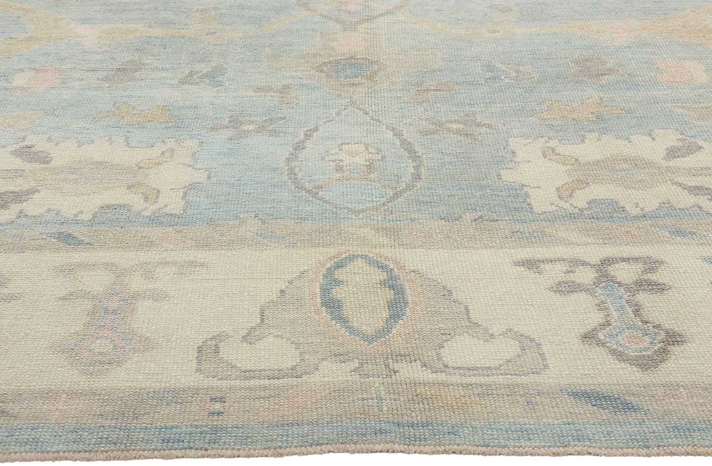 11 x 14 Modern Light Blue Turkish Oushak Rug 53989