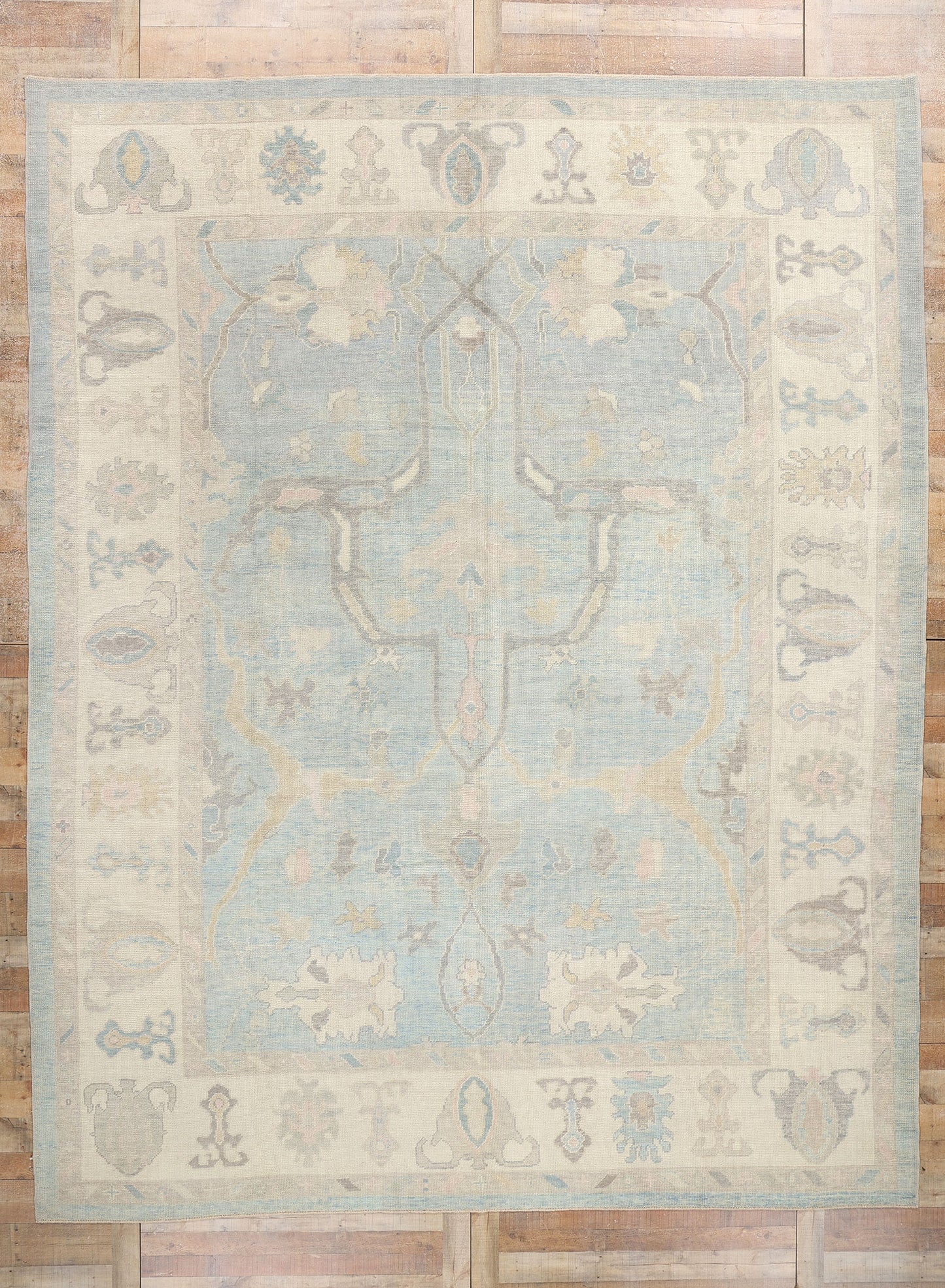 11 x 14 Modern Light Blue Turkish Oushak Rug 53989