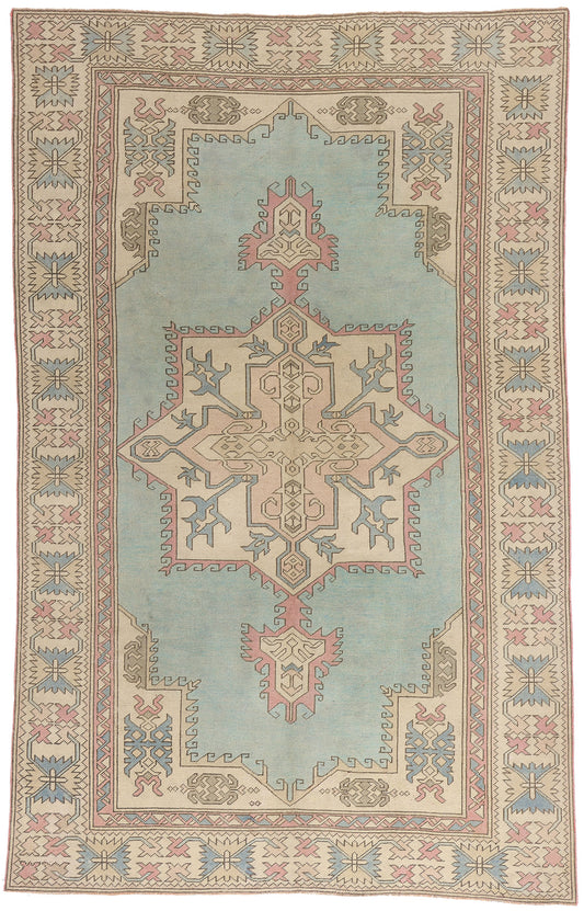 6 x 9 Vintage Pastel Turkish Oushak Rug 53992