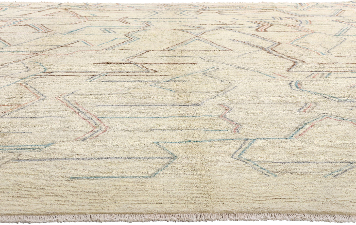 9 x 11 Ivory Modern Bauhaus Moroccan Rug 80287