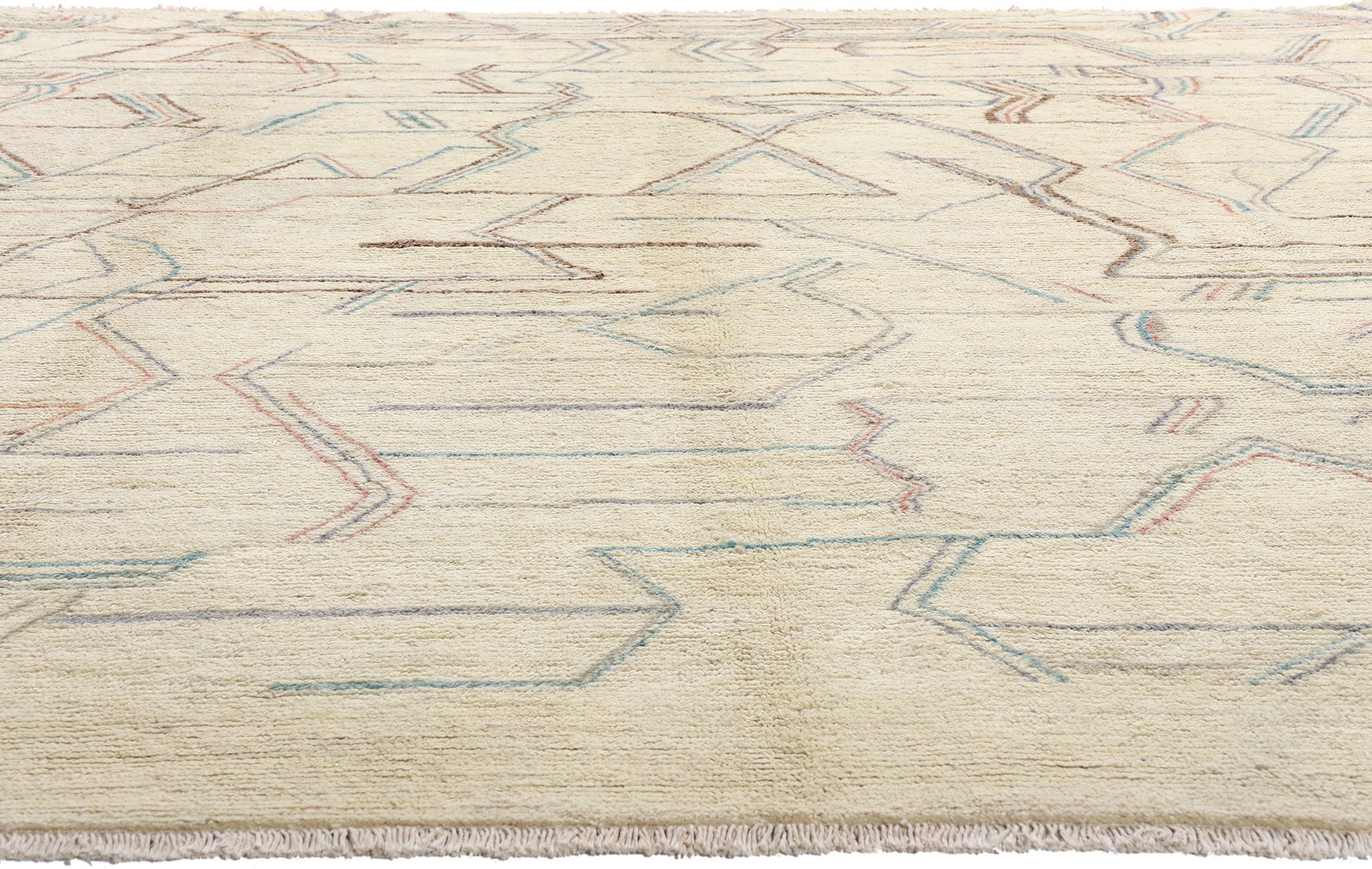 9 x 11 Ivory Modern Bauhaus Moroccan Rug 80287