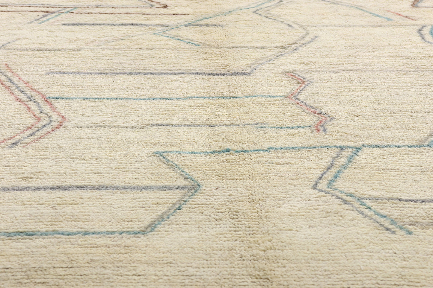 9 x 11 Ivory Modern Bauhaus Moroccan Rug 80287