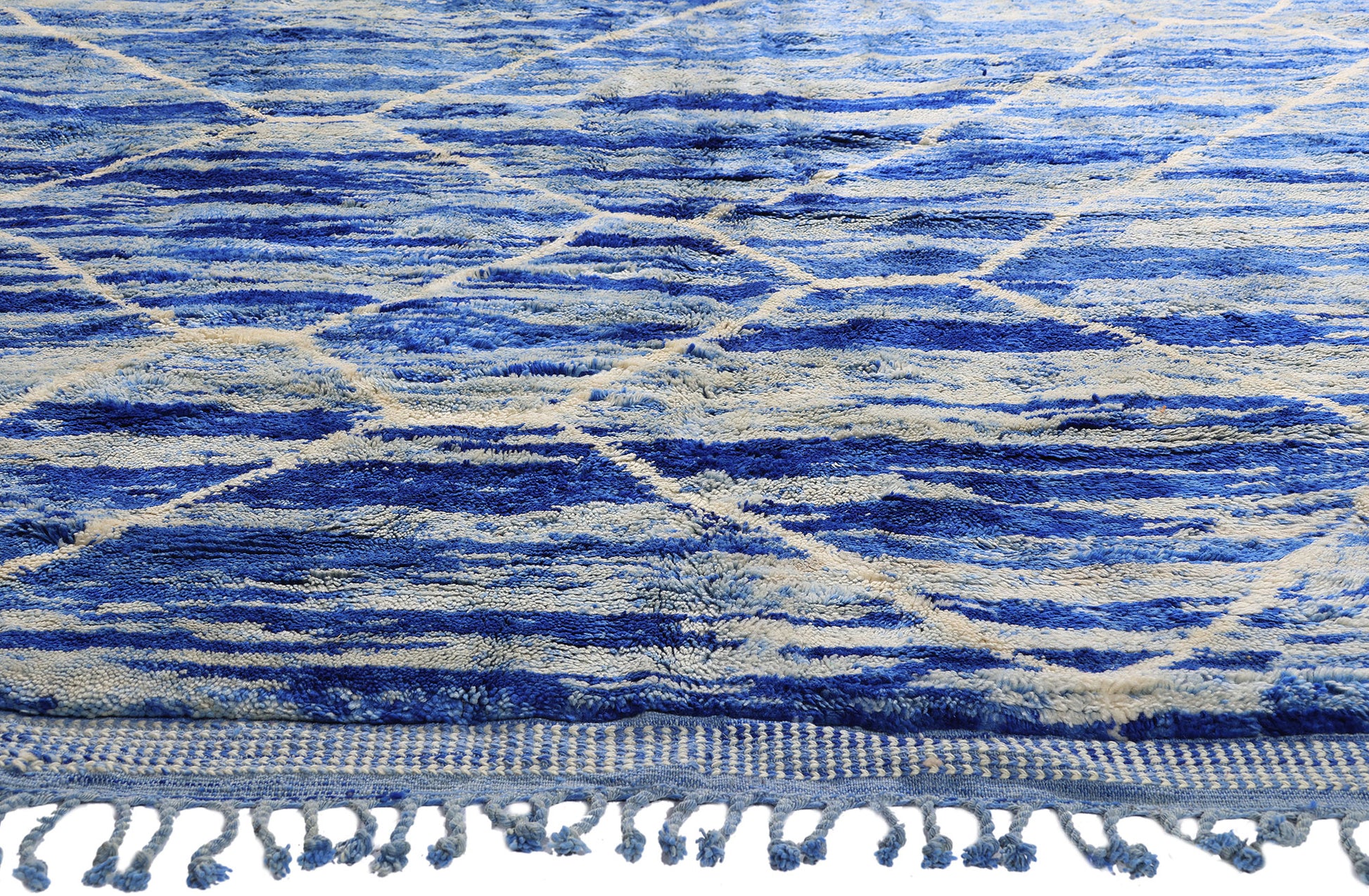11 x 12 - Blue Modern Beni Mrirt Moroccan Rug - 21151