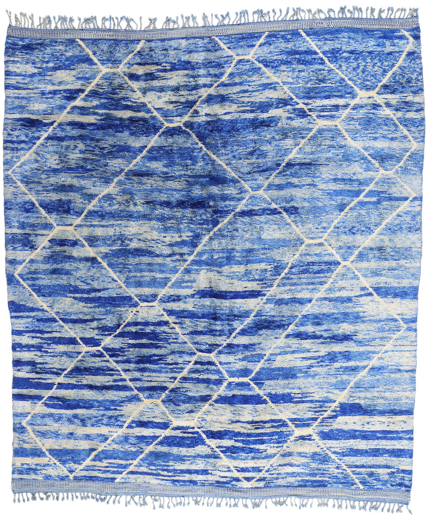 11 x 12 - Blue Modern Beni Mrirt Moroccan Rug - 21151