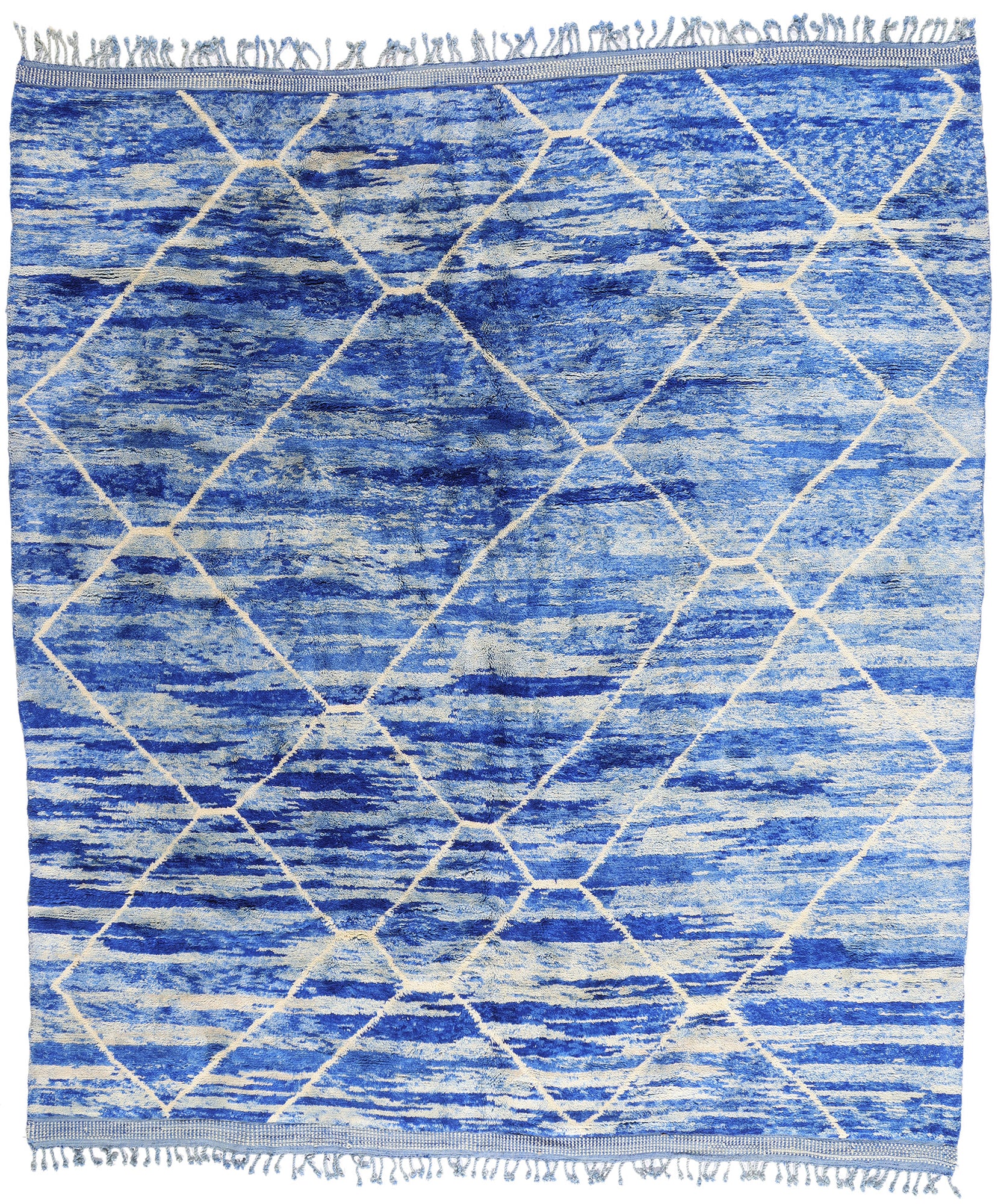 11 x 12 - Blue Modern Beni Mrirt Moroccan Rug - 21151