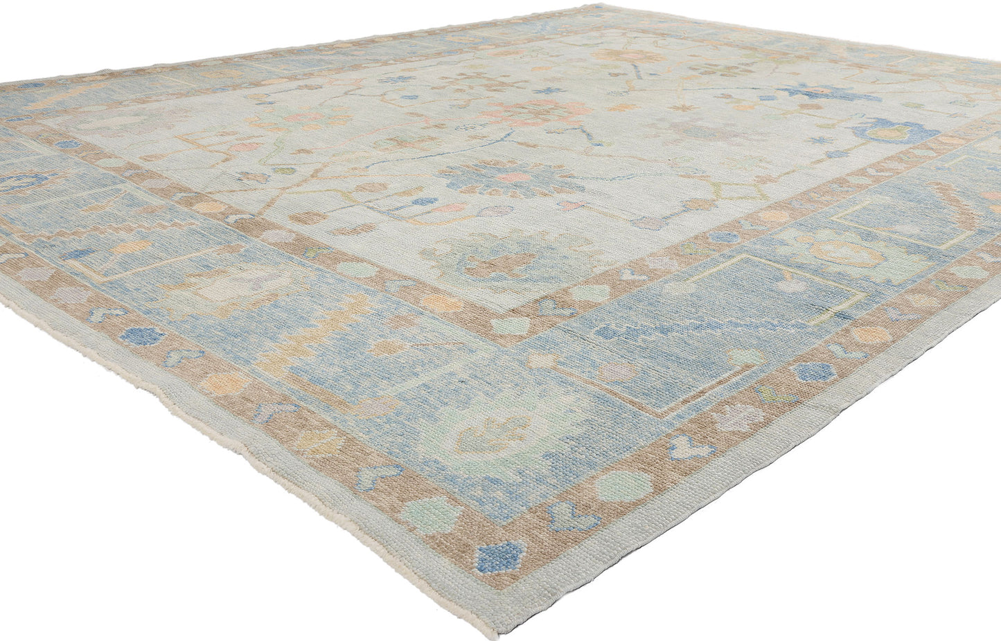 10 x 13 Modern Light Gray Turkish Oushak Rug 54013