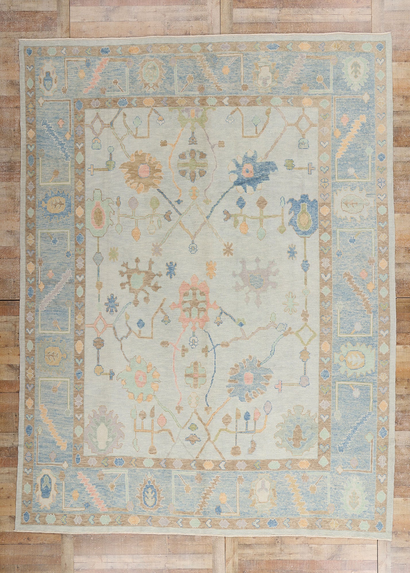 10 x 13 Modern Light Gray Turkish Oushak Rug 54013