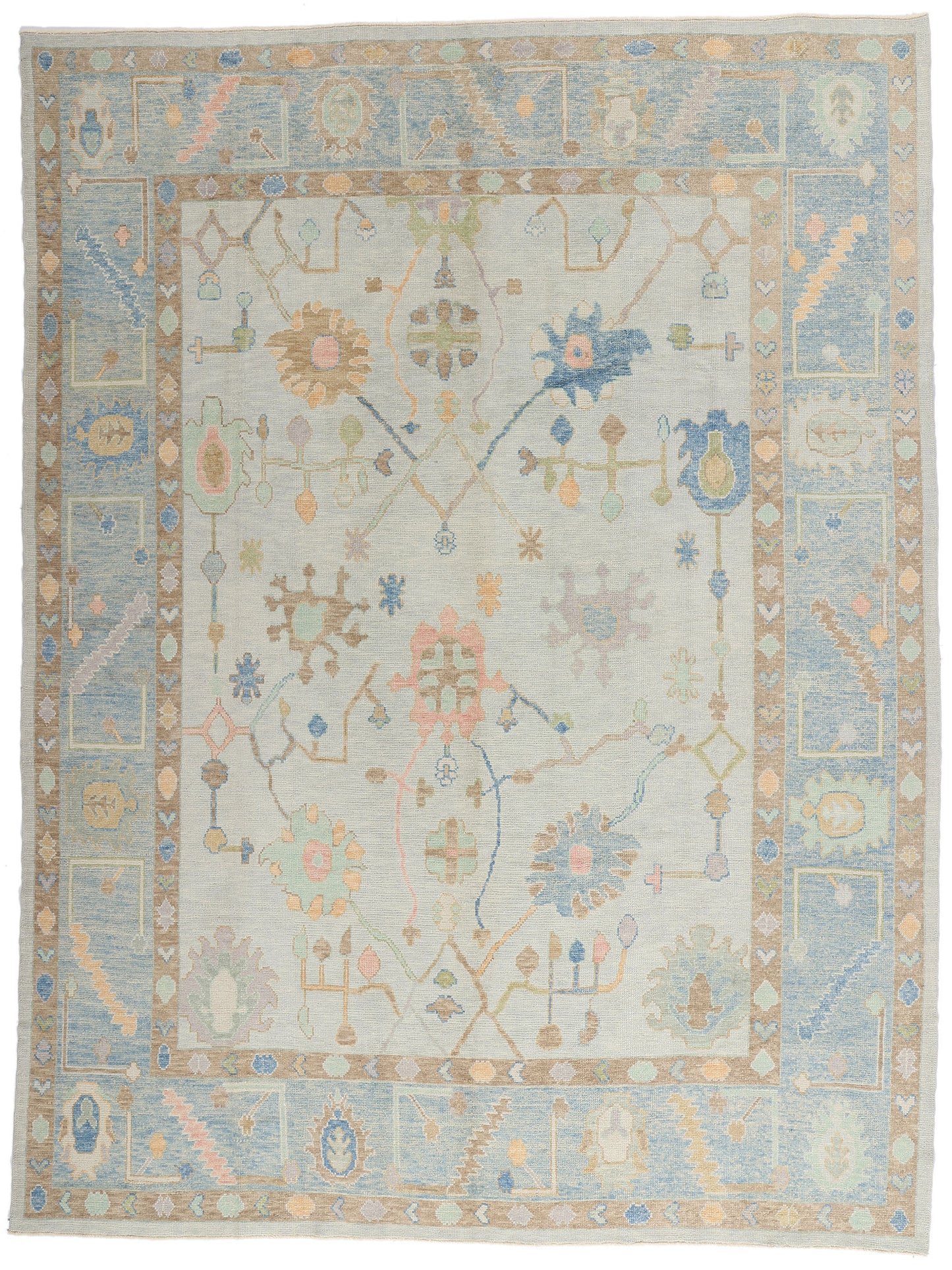 10 x 13 Modern Light Gray Turkish Oushak Rug 54013