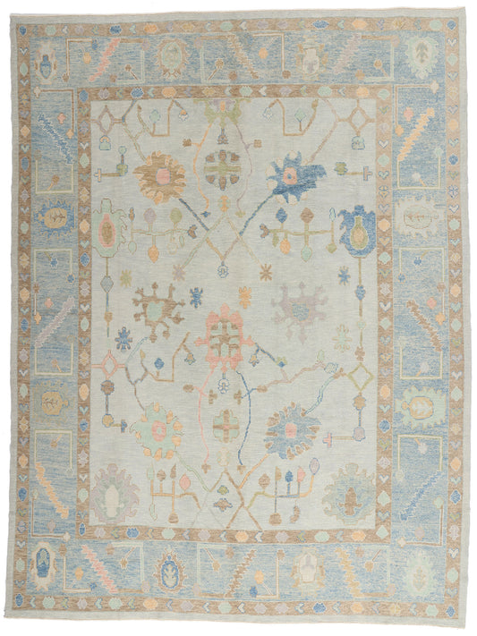 10 x 13 Modern Light Gray Turkish Oushak Rug 54013