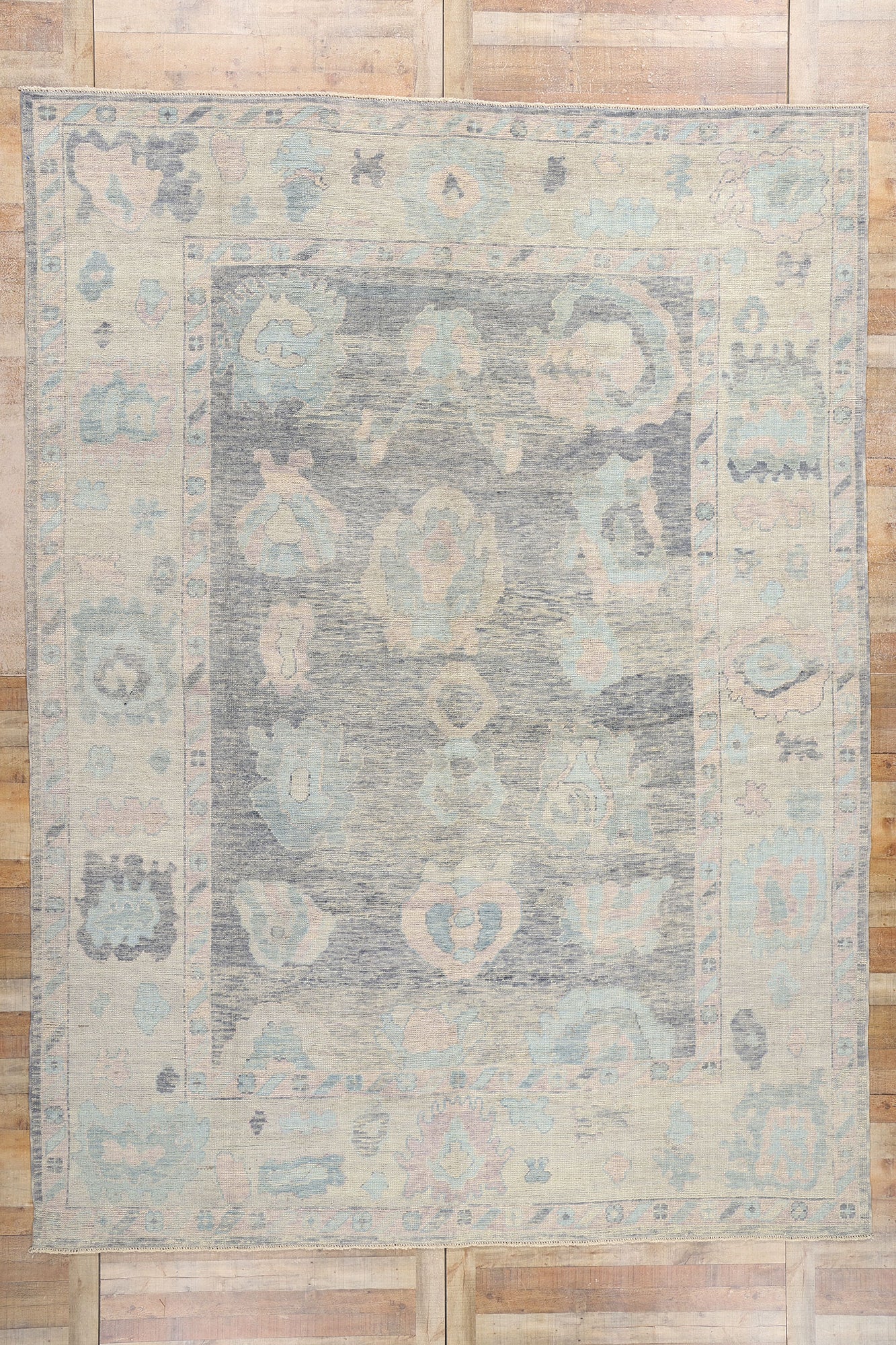 10 x 13 Modern Blue Turkish Oushak Rug 53981