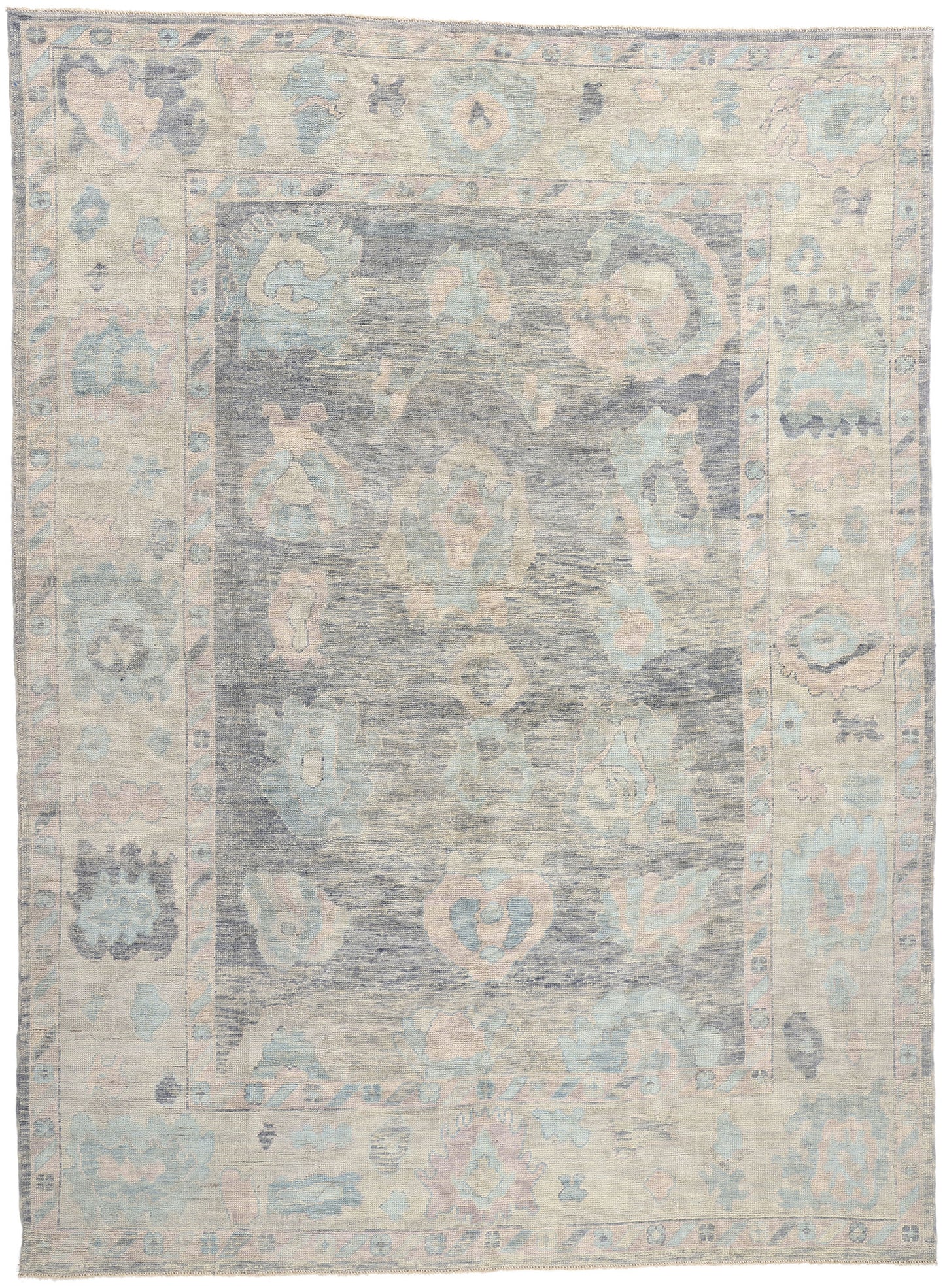 10 x 13 Modern Blue Turkish Oushak Rug 53981