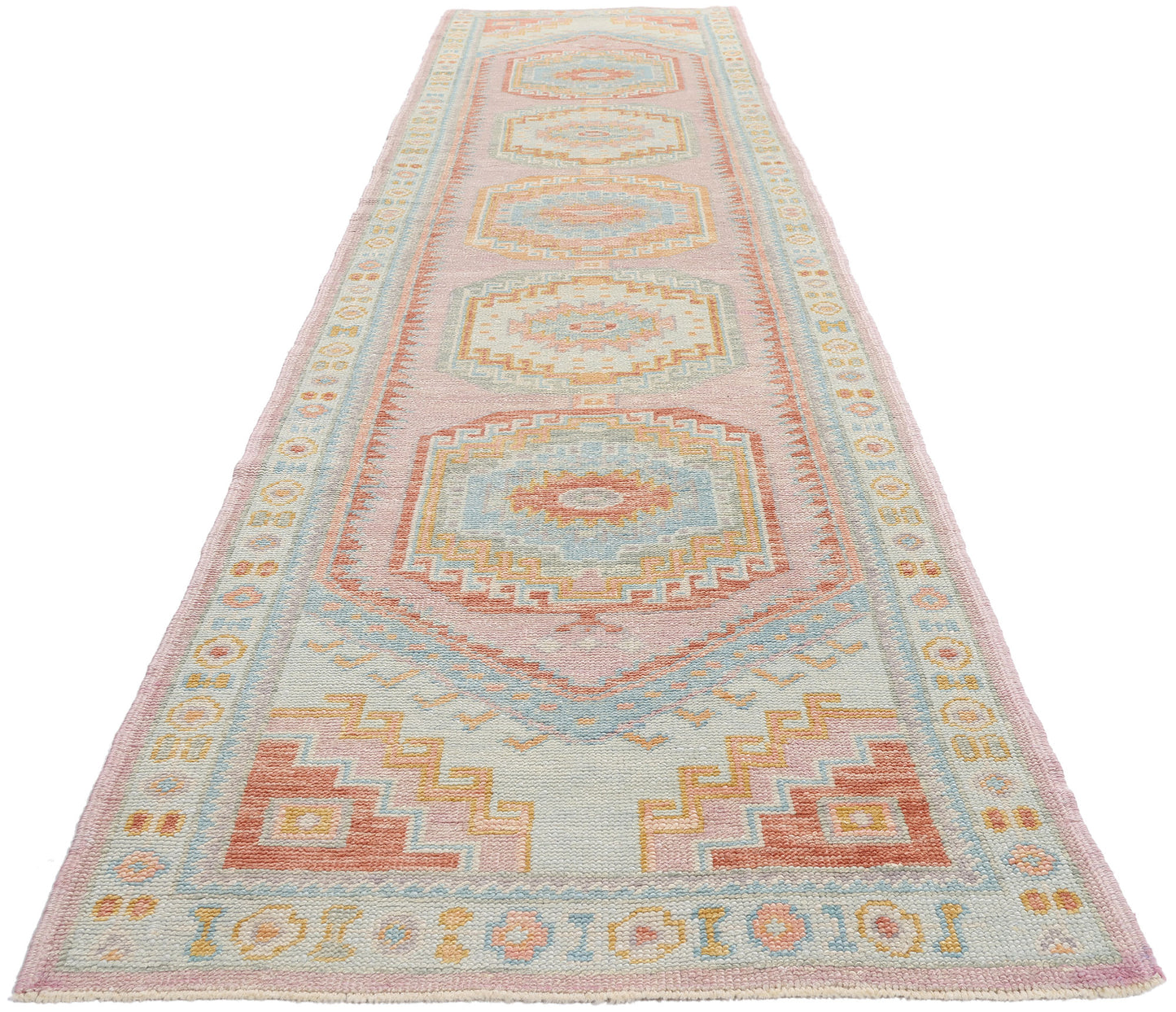 3 x 14 Modern Colorful Turkish Oushak Rug 54009