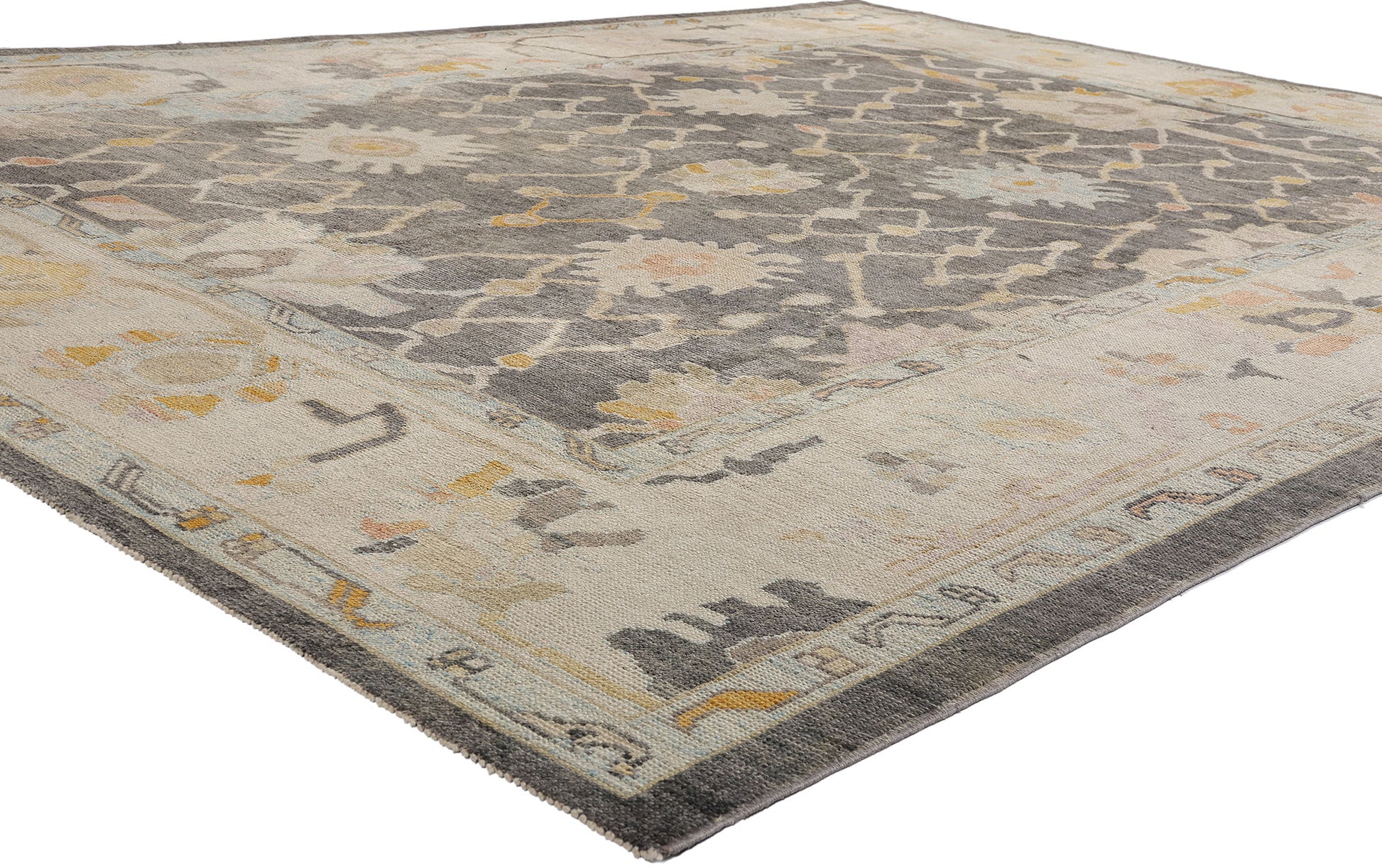 9 x 12 Earth-Tone Modern Turkish Oushak Rug 52643